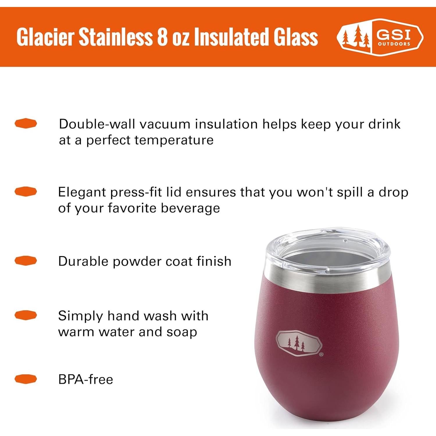 Vaso Aislado de Acero Inoxidable GSI Outdoors 8 Oz