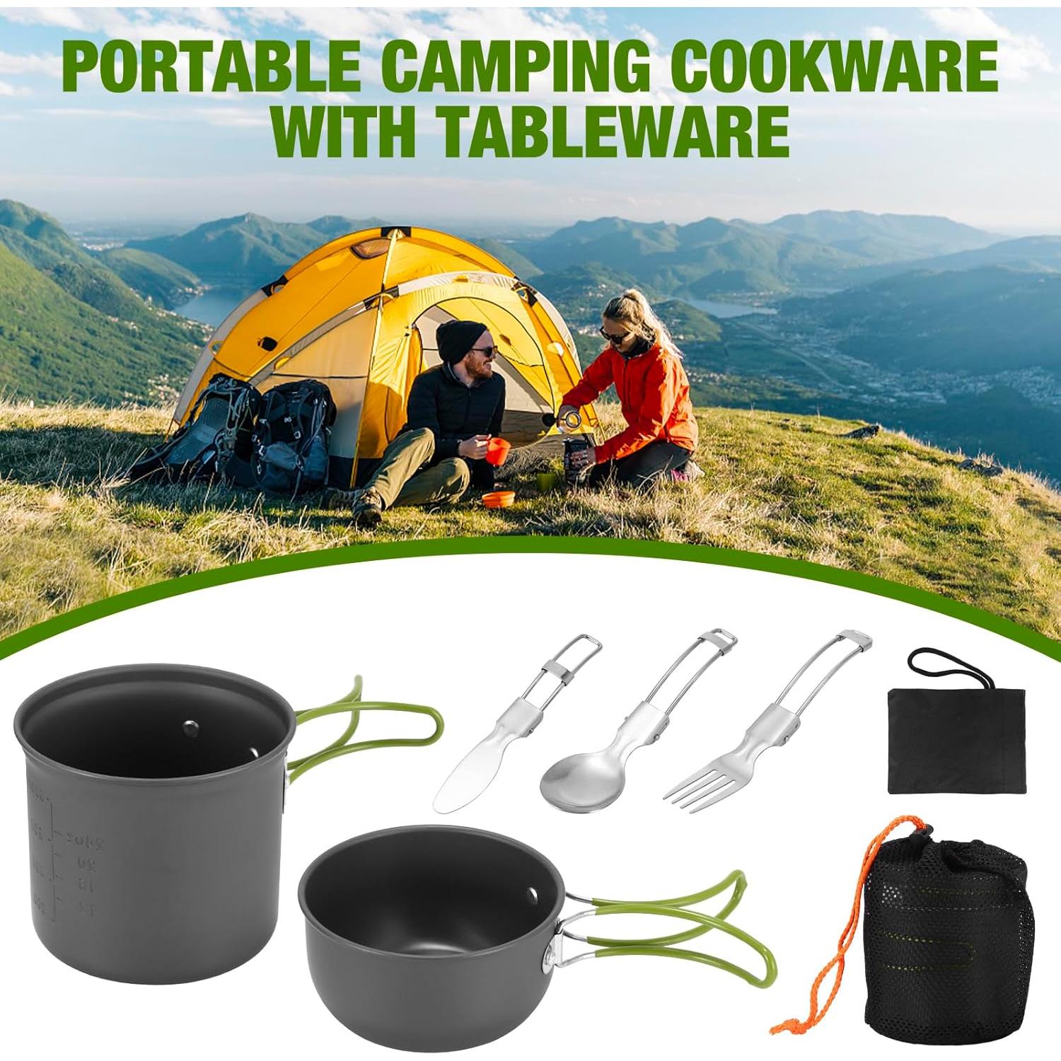 Juego de Cocina Camping SS SUNSBELL - Olla y Utensilios Plegables