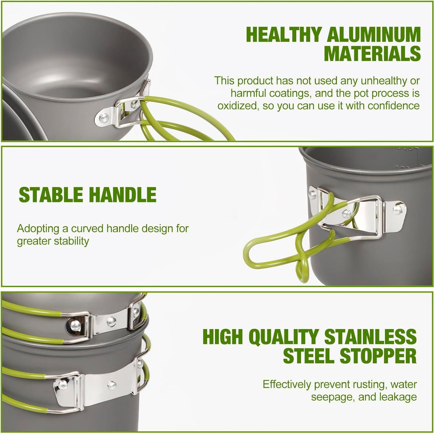 Juego de Cocina Camping SS SUNSBELL - Olla y Utensilios Plegables