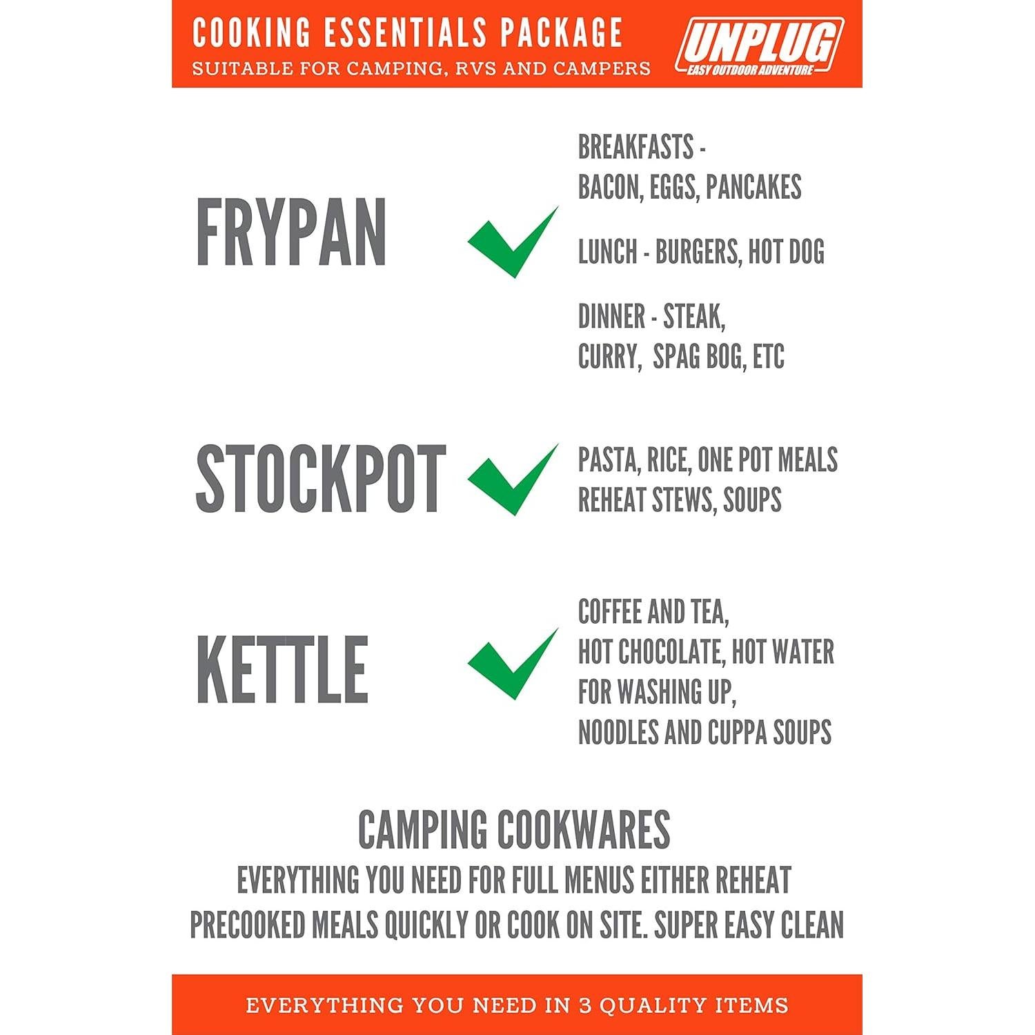 Juego de Cocina Camping UNPLUG - Ollas y Sartenes Antiadherentes