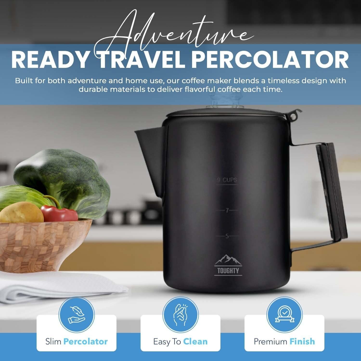 Cafetera Percoladora Toughty Yosemite 9 Tazas Acero Inoxidable