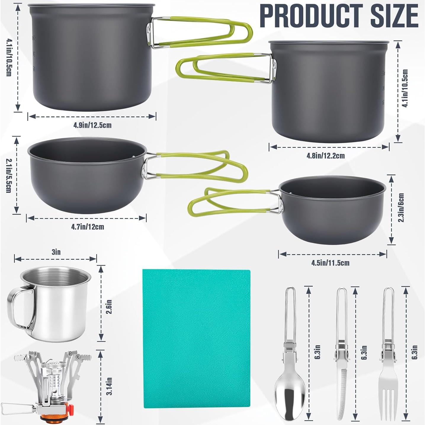 Kit de Utensilios de Camping VECKYJL 16 Piezas Aluminio