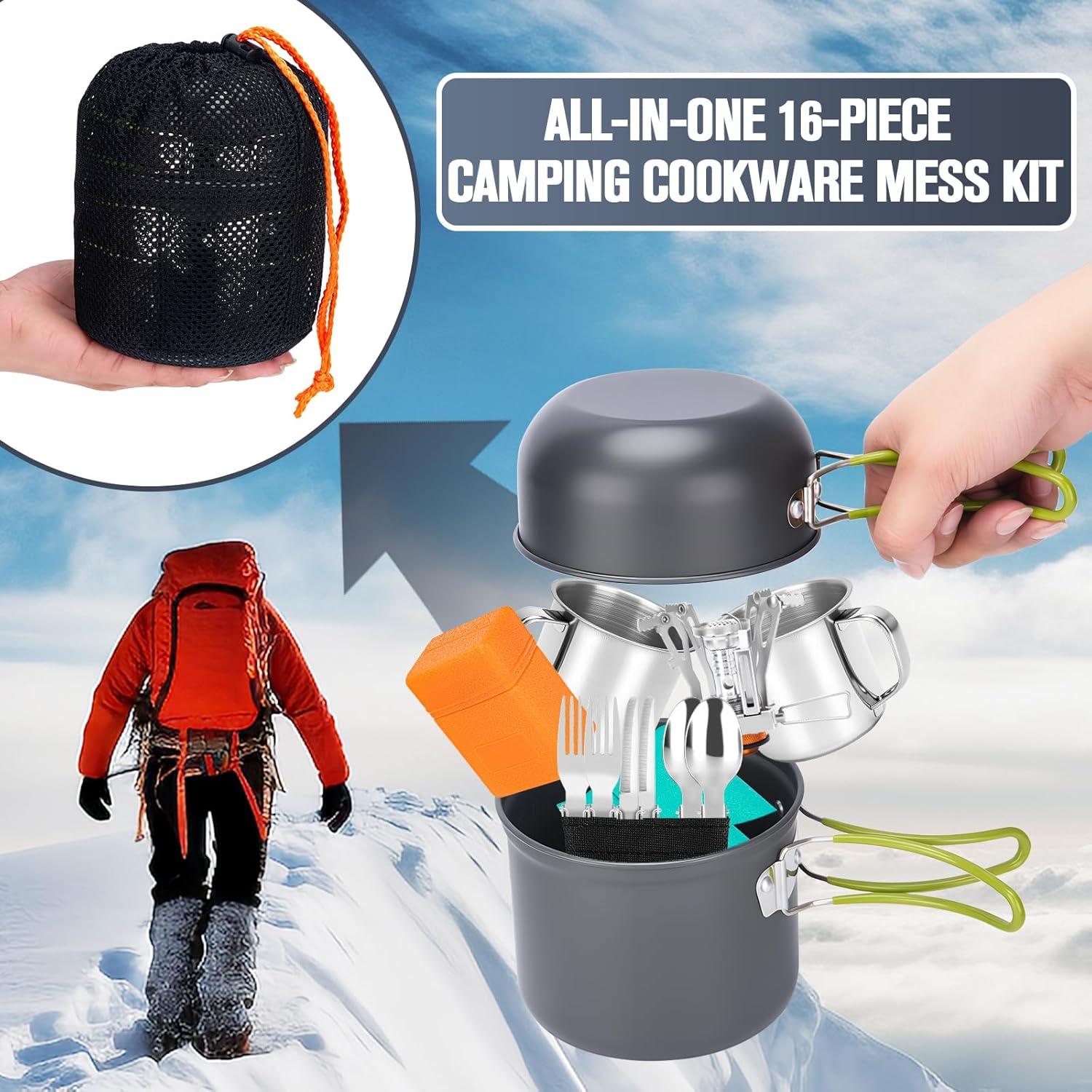 Kit de Utensilios de Camping VECKYJL 16 Piezas Aluminio