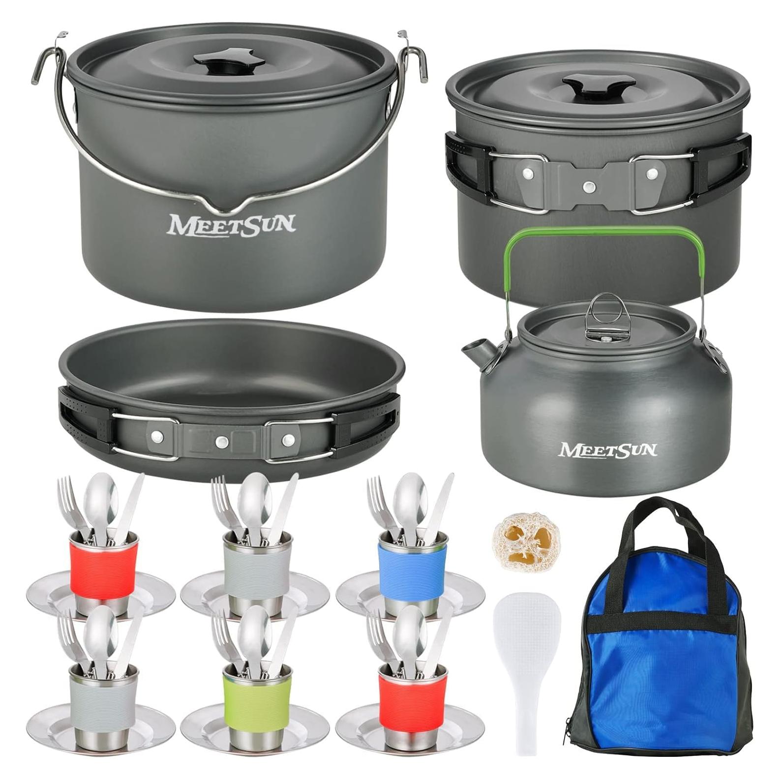 Juego de Utensilios de Camping MEETSUN 37 Piezas para 6 Personas