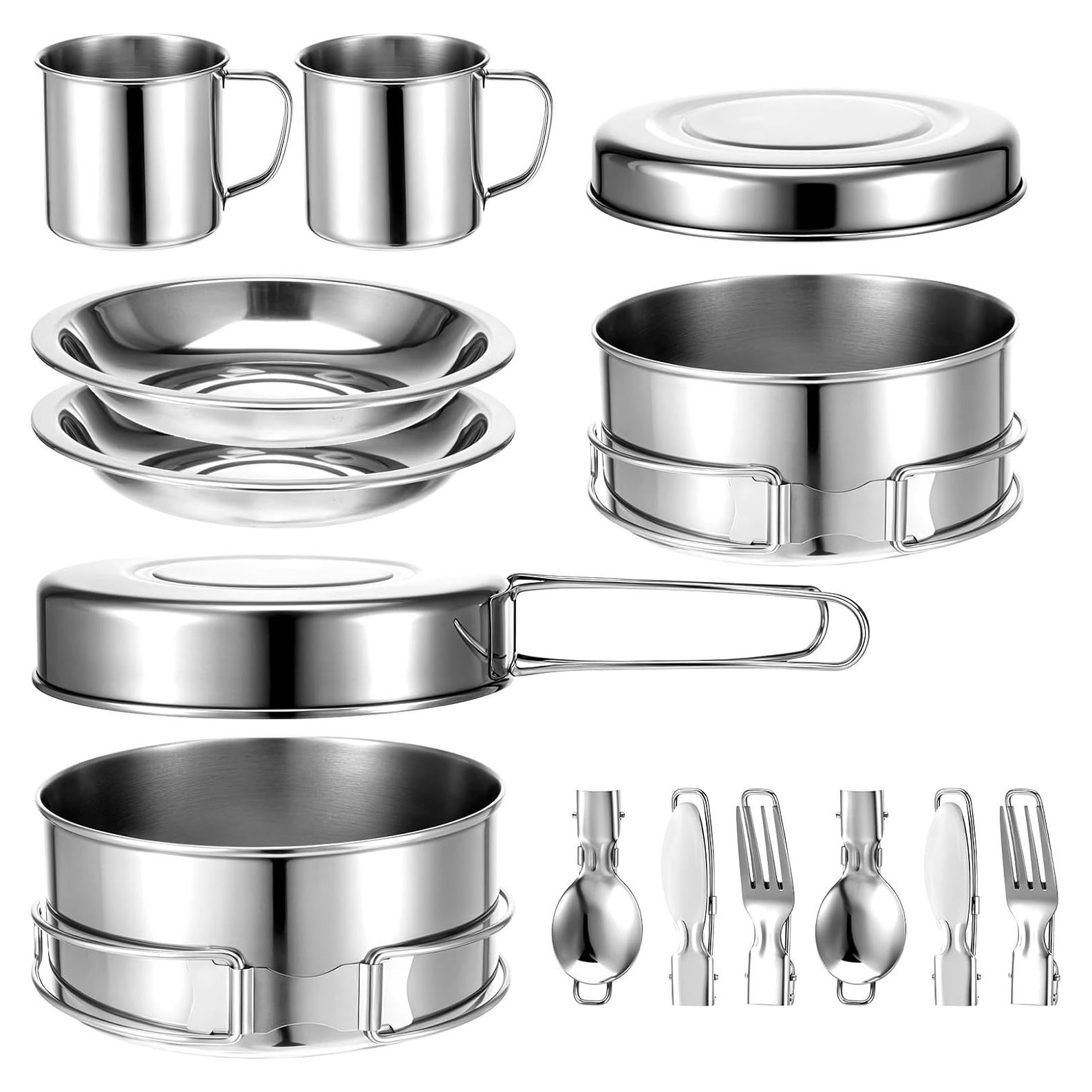 Juego de utensilios de cocina para camping JJUNW 14 piezas acero inoxidable