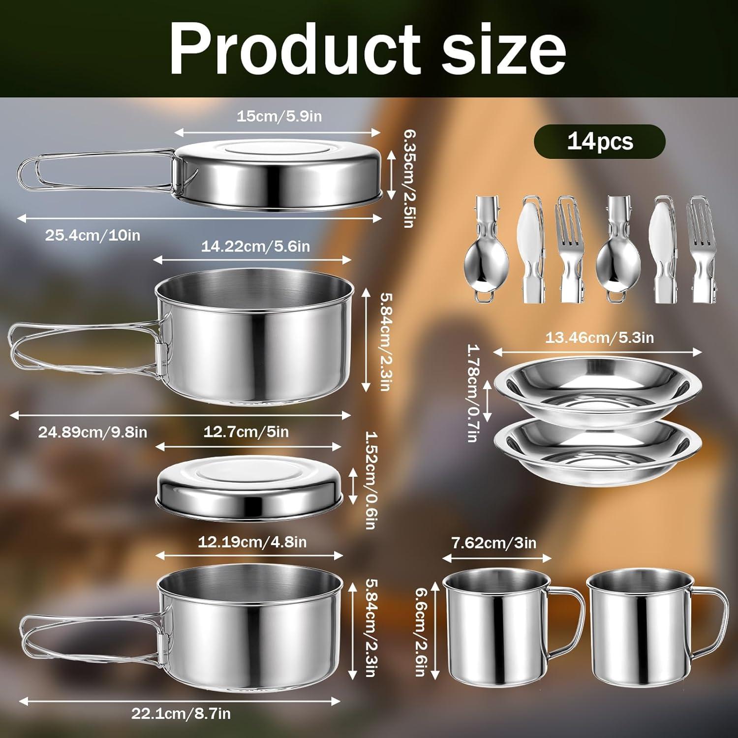 Juego de utensilios de cocina para camping JJUNW 14 piezas acero inoxidable