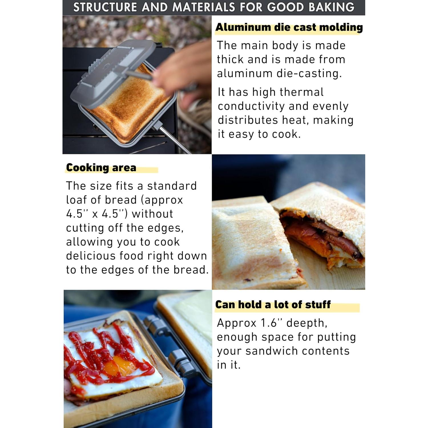 Hacedor de Sándwich Camping Moon TT-1315 Aluminio Plata