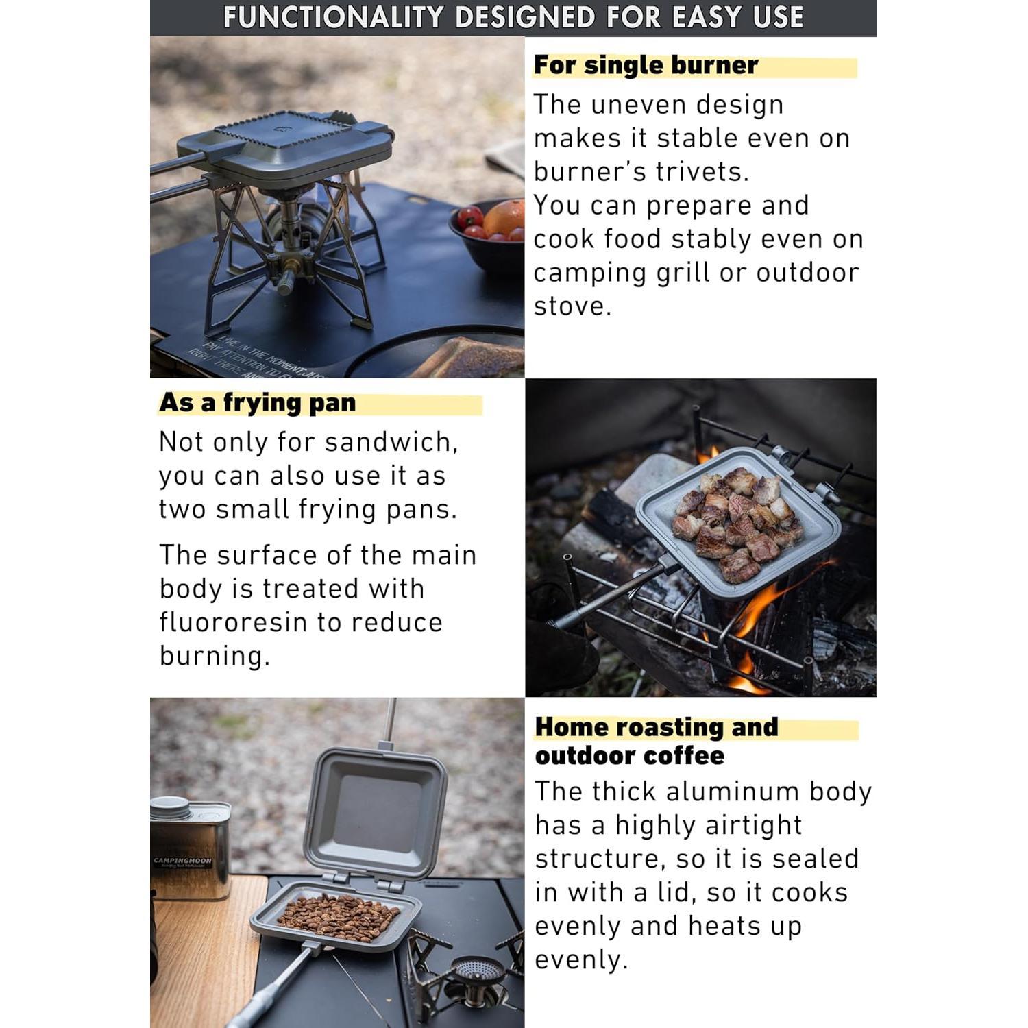 Hacedor de Sándwich Camping Moon TT-1315 Aluminio Plata