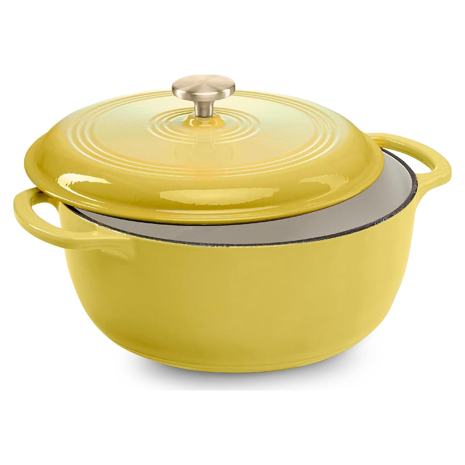 Olla Holandesa Redonda Hierro Fundido 7.5L Mejor Opción Limón Merengue