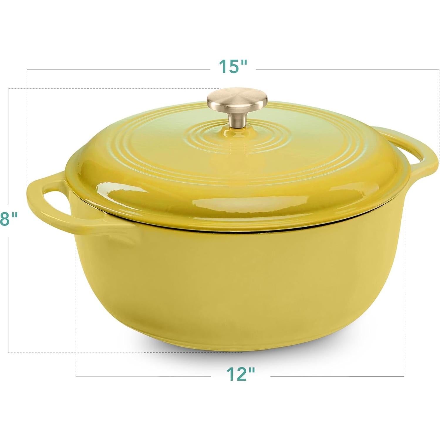 Olla Holandesa Redonda Hierro Fundido 7.5L Mejor Opción Limón Merengue