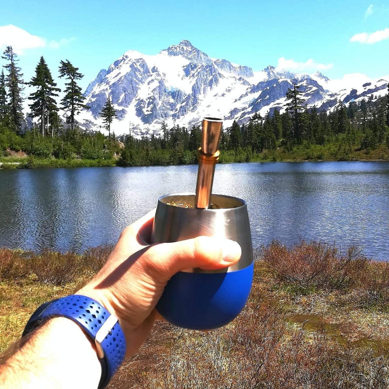 Juego de Taza de Mate Novomates Azul 8oz Acero Inoxidable