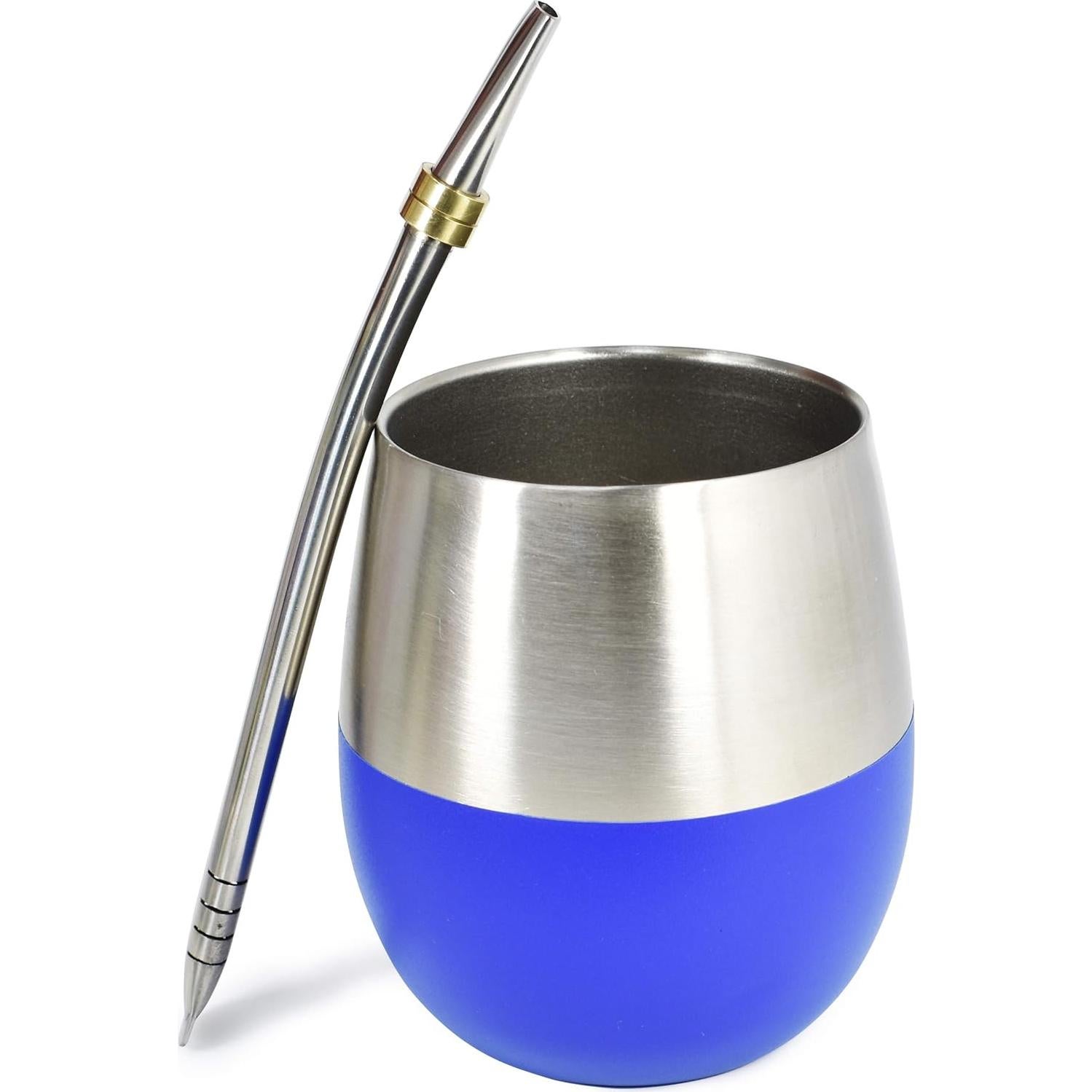 Juego de Taza de Mate Novomates Azul 8oz Acero Inoxidable