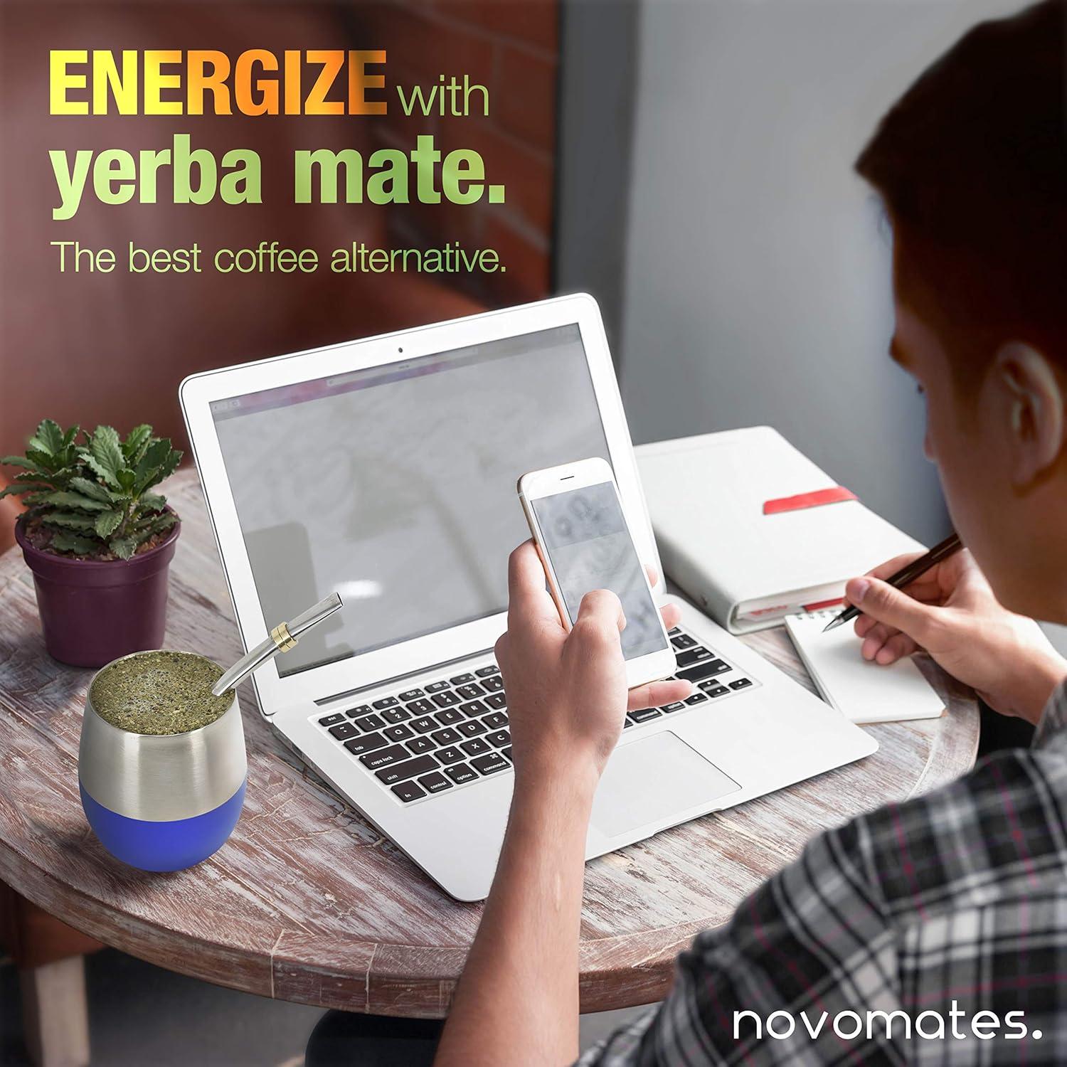 Juego de Taza de Mate Novomates Azul 8oz Acero Inoxidable