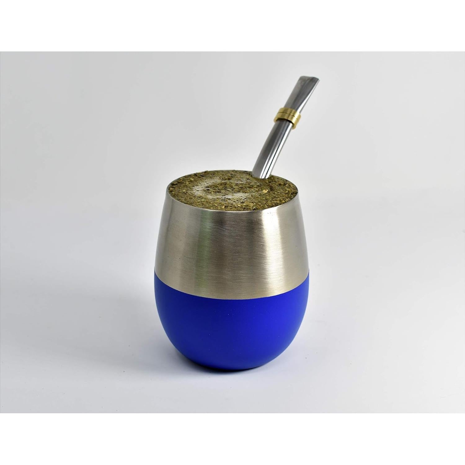 Juego de Taza de Mate Novomates Azul 8oz Acero Inoxidable