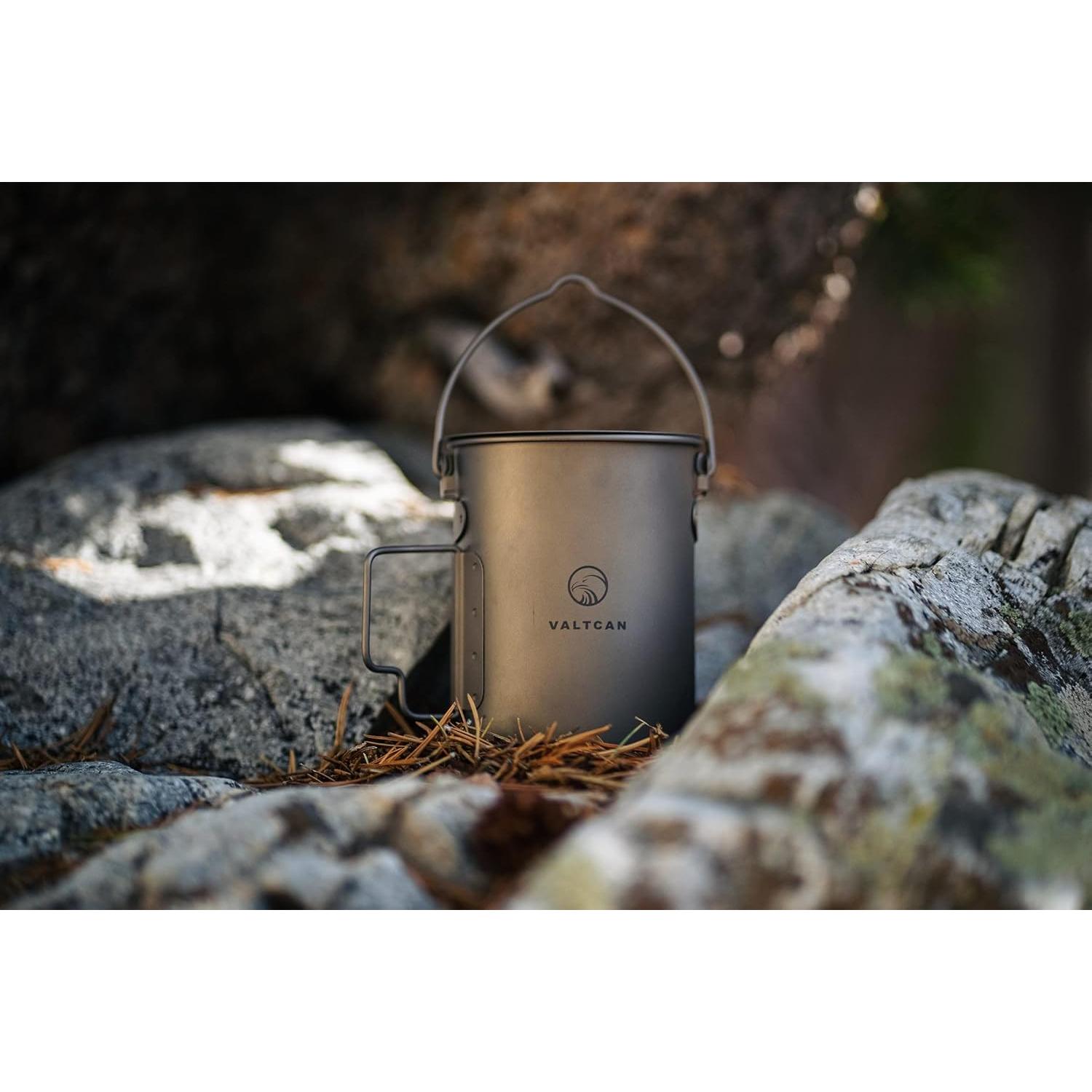 Olla de Titanio Valtcan 900ml con Tapa y Bolsa de Transporte