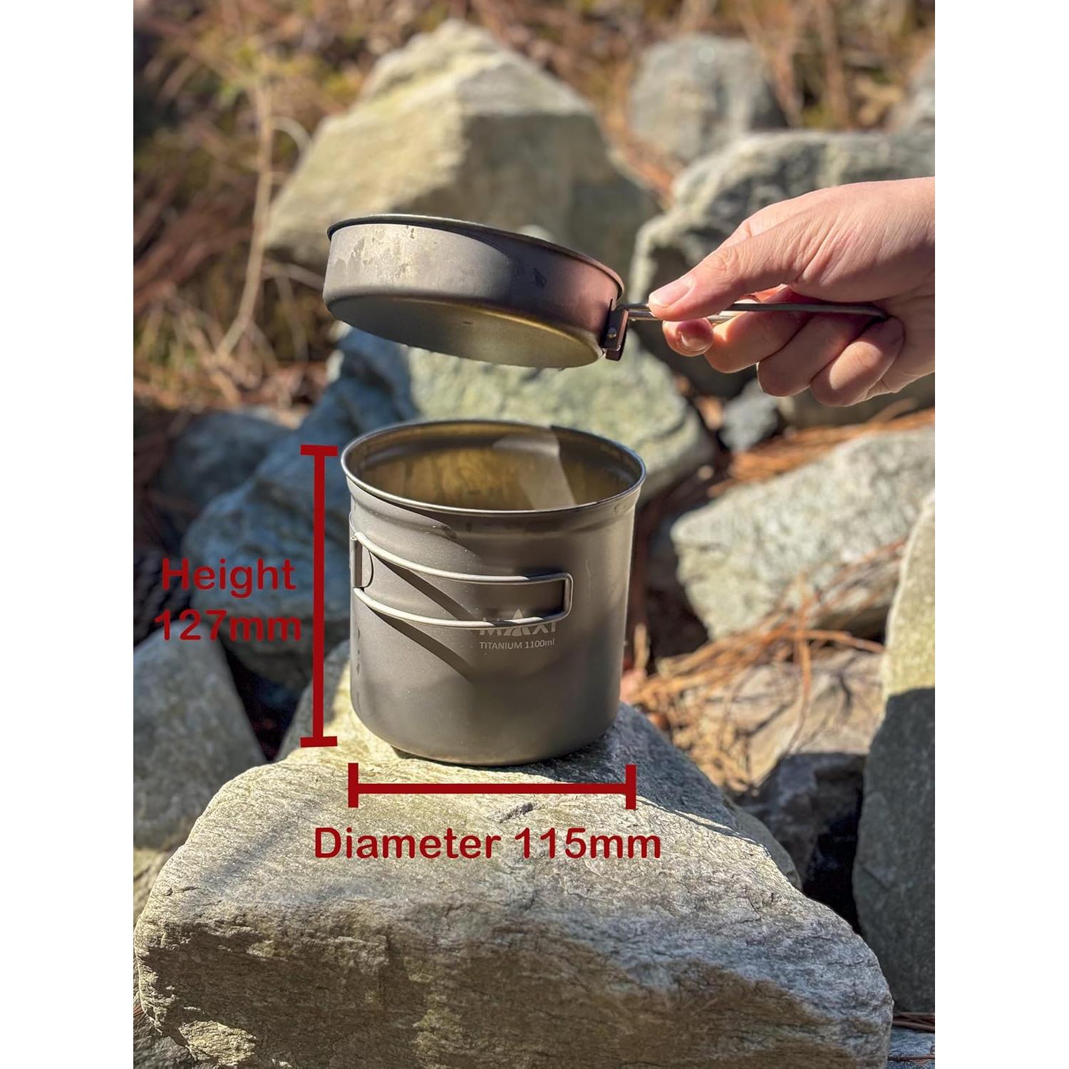 Olla de Titanio 1100ml con Tapa de Sartén Maxi - Ligera y Versátil