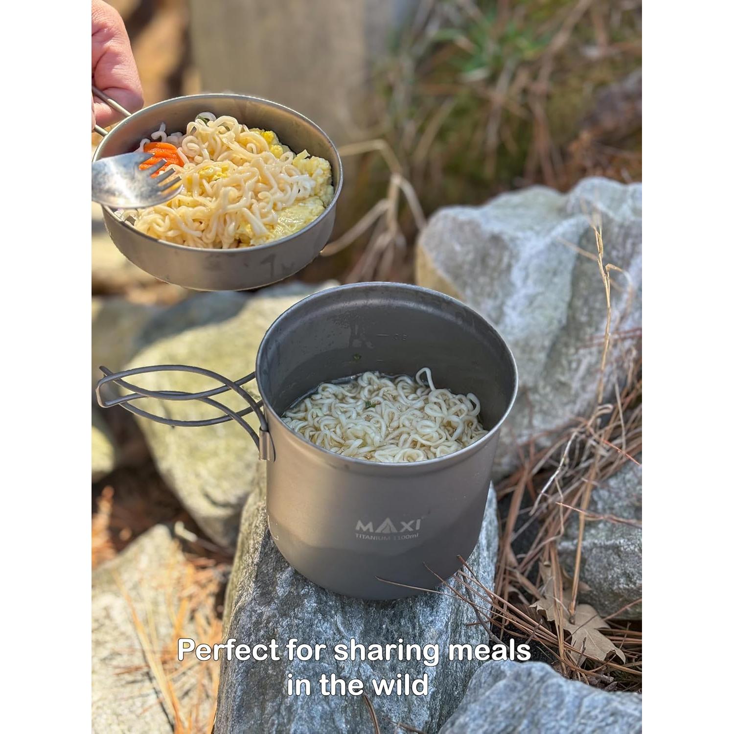 Olla de Titanio 1100ml con Tapa de Sartén Maxi - Ligera y Versátil