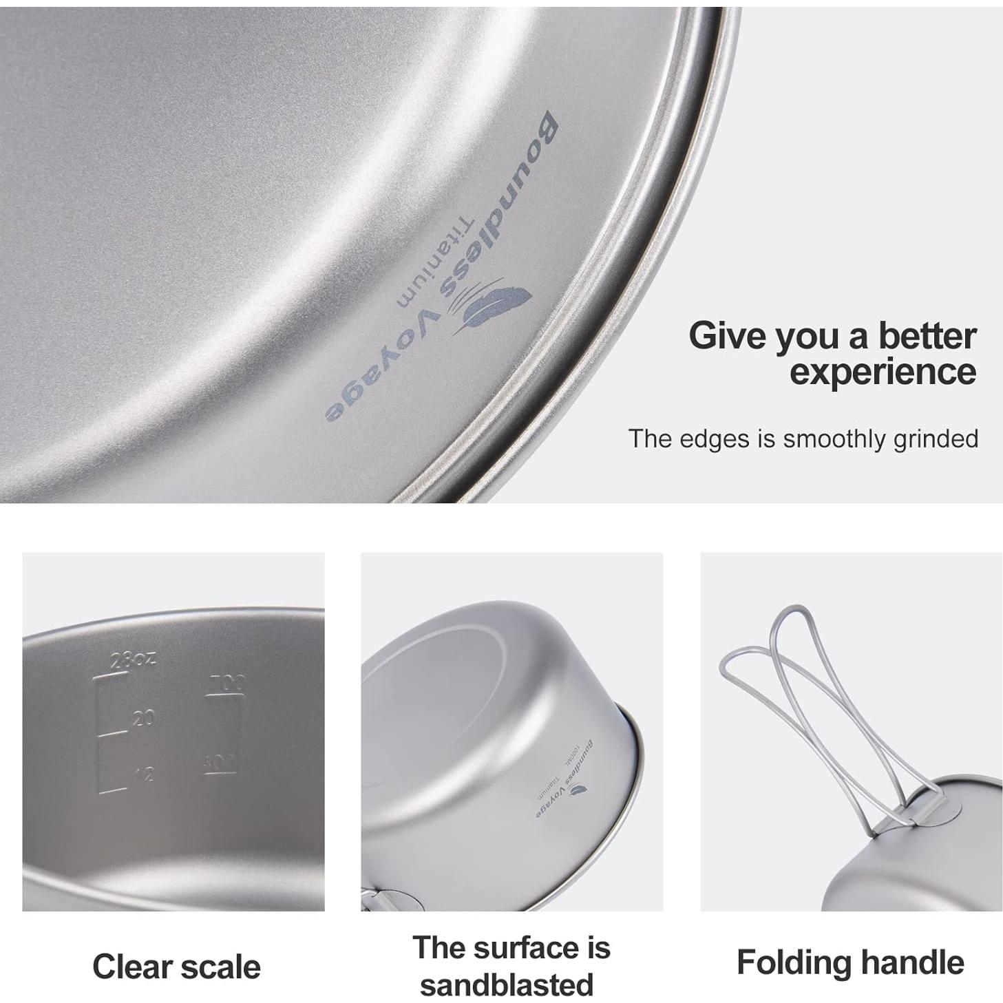 Juego de Ollas de Titanio iBasingo 1000ml y Sartén 500ml