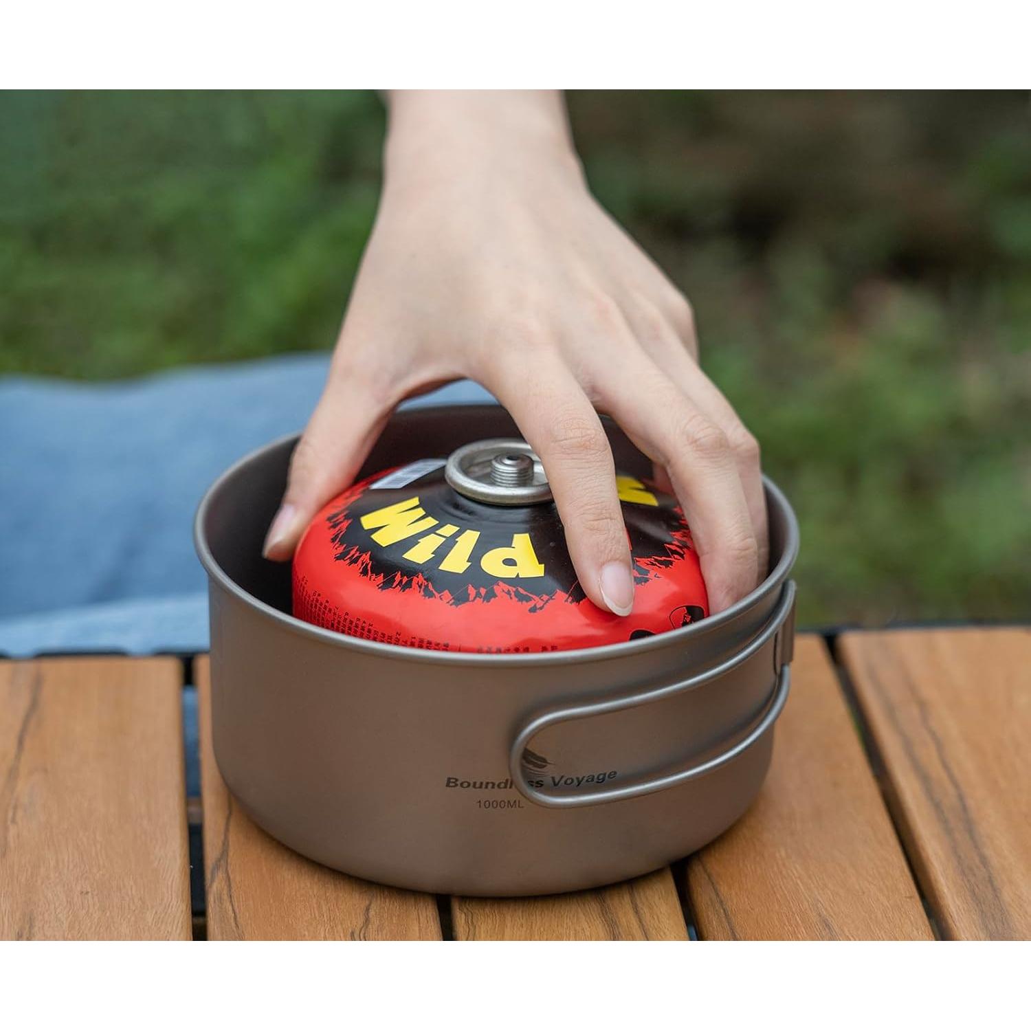 Juego de Ollas de Titanio iBasingo 1000ml y Sartén 500ml