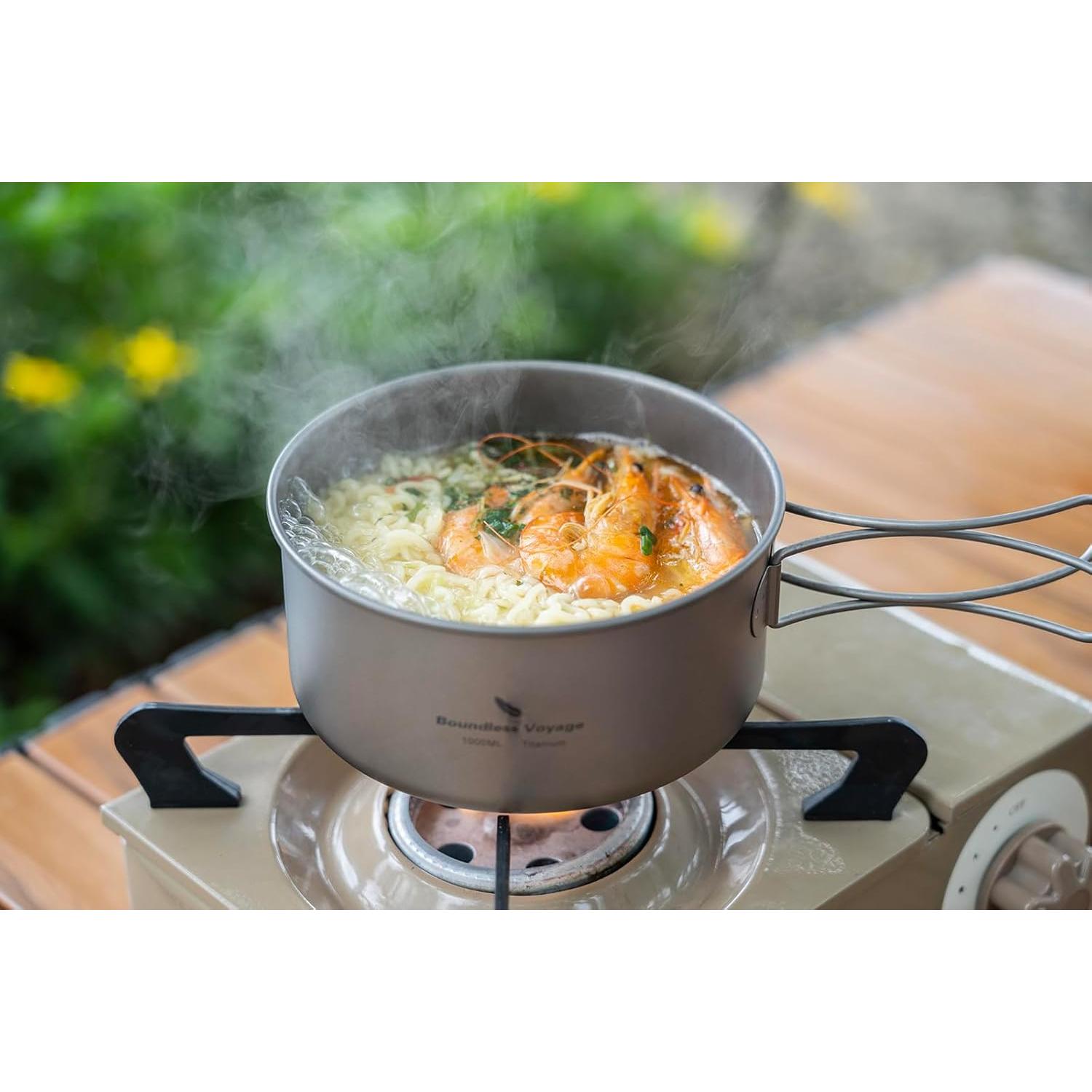 Juego de Ollas de Titanio iBasingo 1000ml y Sartén 500ml