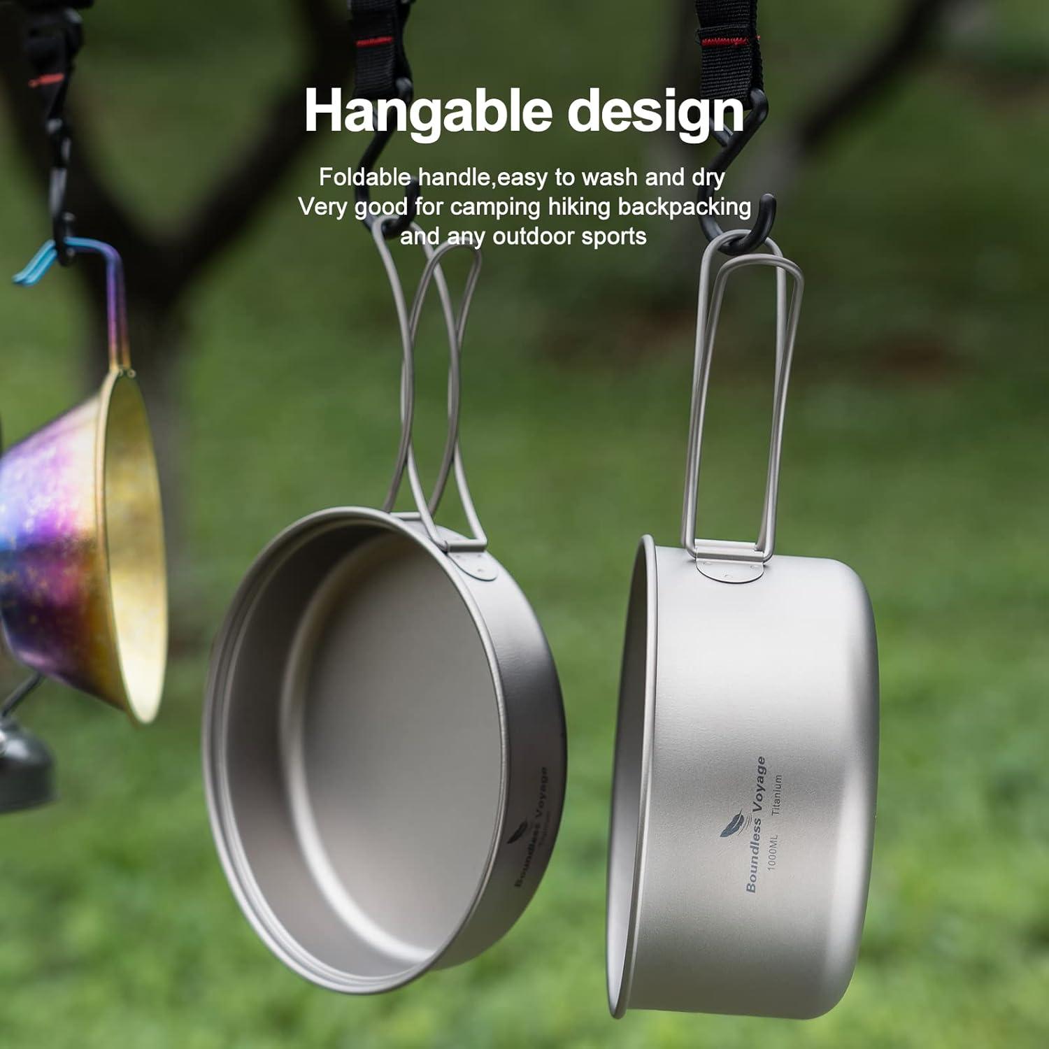 Juego de Ollas de Titanio iBasingo 1000ml y Sartén 500ml