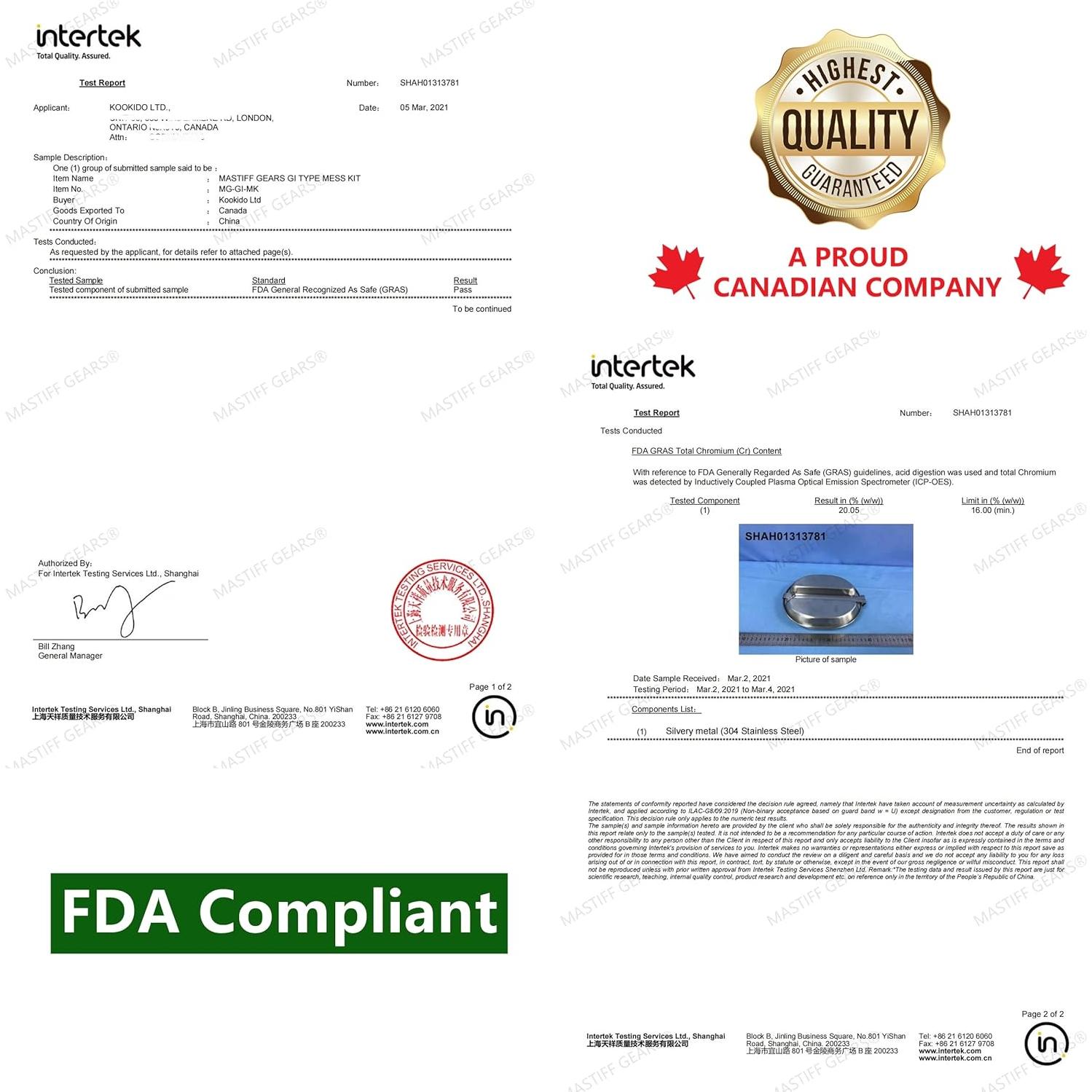 Kit de Comida Militar MASTIFF GEARS Acero Inoxidable 304