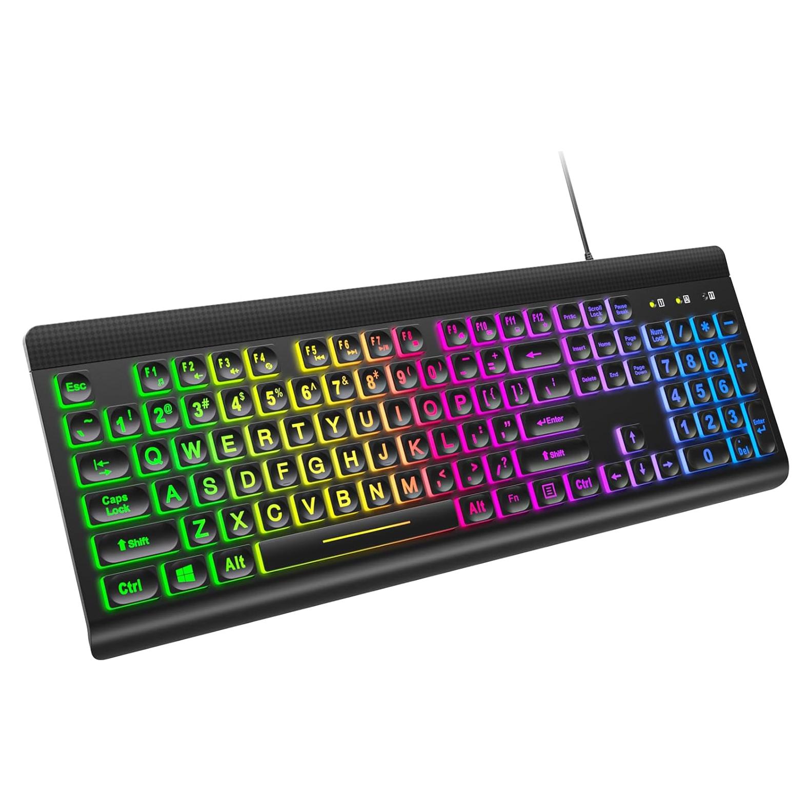 Teclado Retroiluminado MOFII USB Grande LED Arcoíris Negro