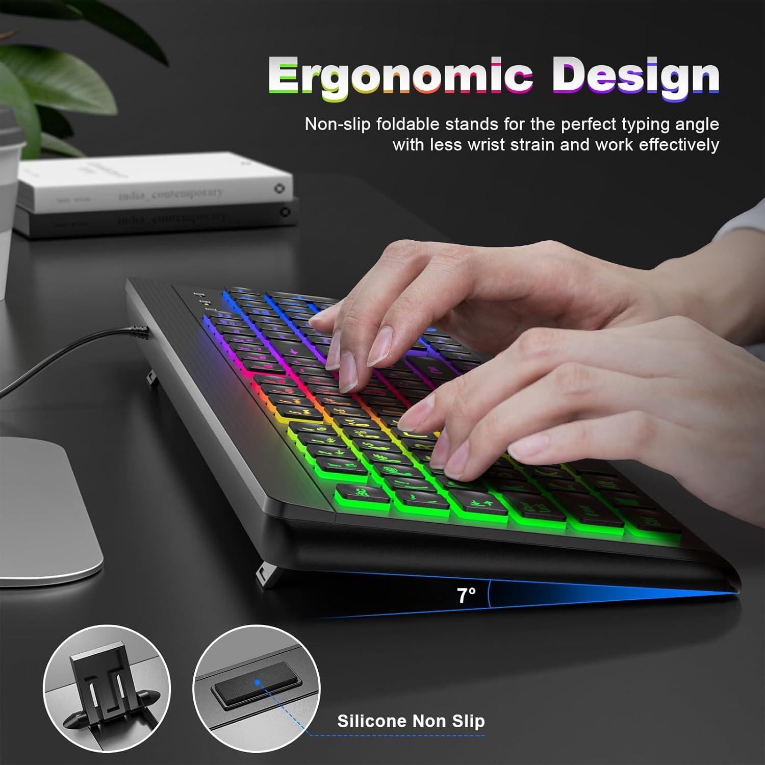 Teclado Retroiluminado MOFII USB Grande LED Arcoíris Negro