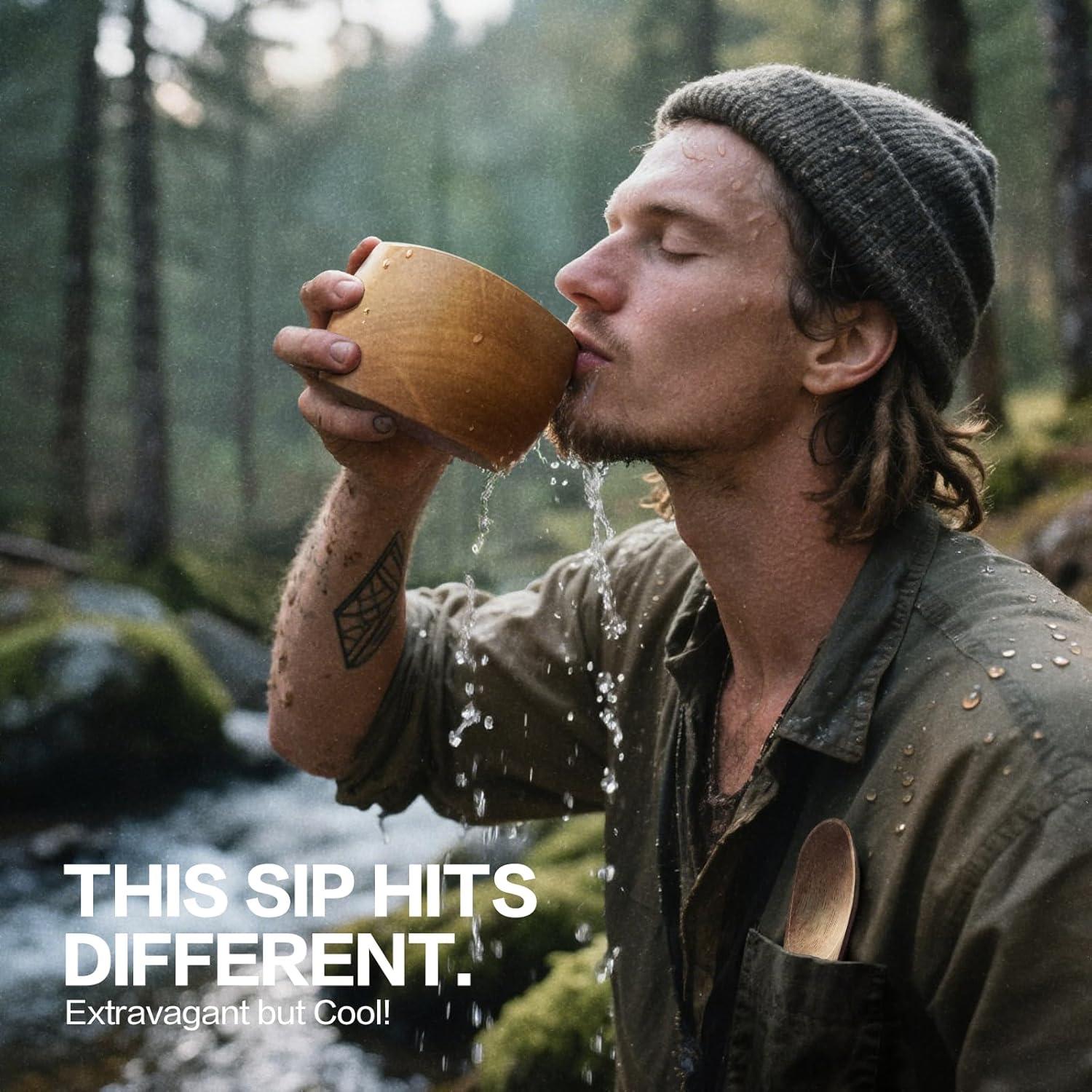 Taza Kuksa de Madera Yaykabom 355ml con Cuchara - Camping