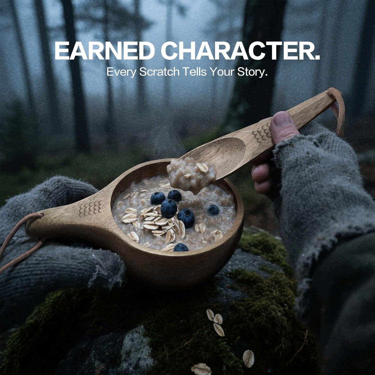 Taza Kuksa de Madera Yaykabom 355ml con Cuchara - Camping