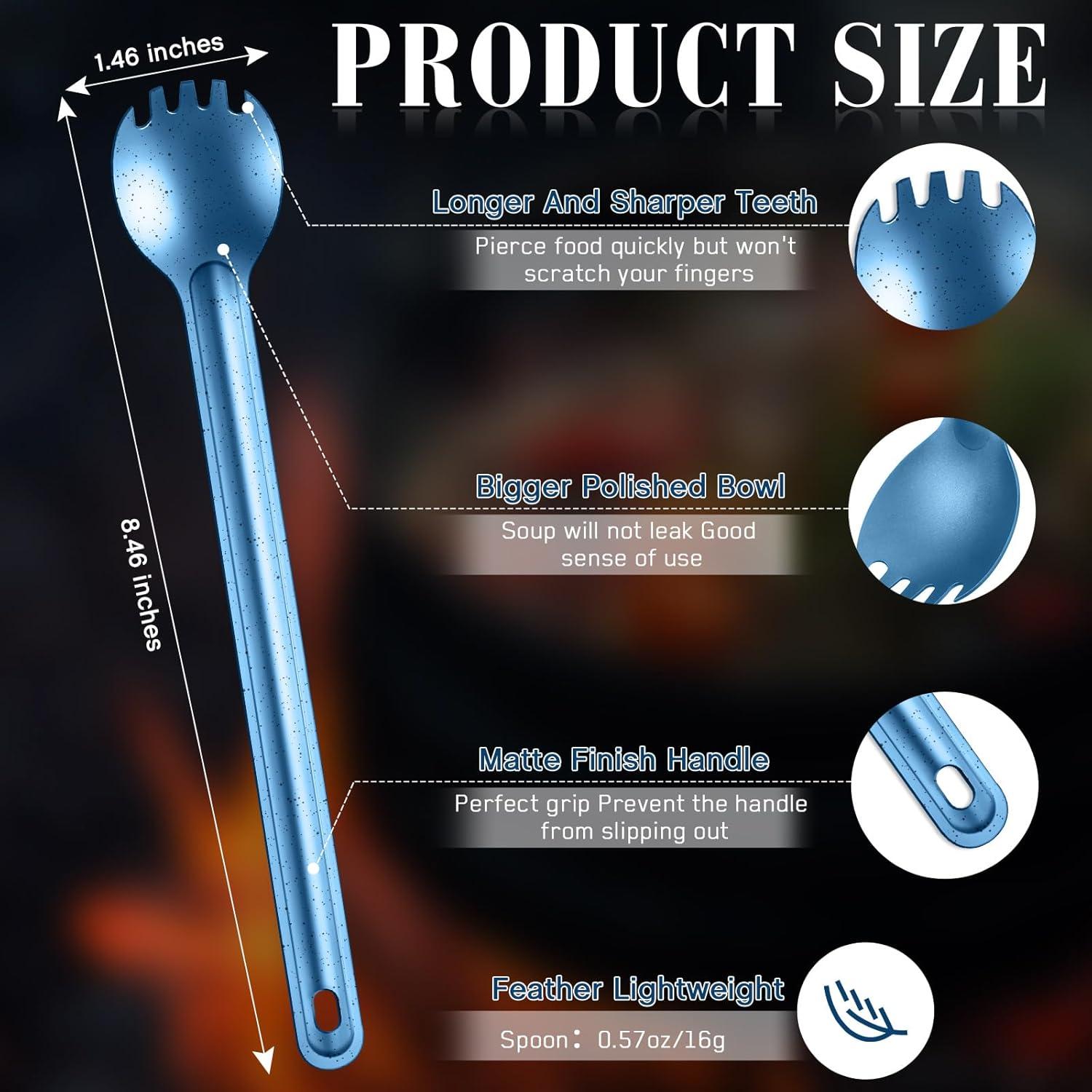 4 Sporks de Titanio Kritkin con Mango Largo 22 cm Azul