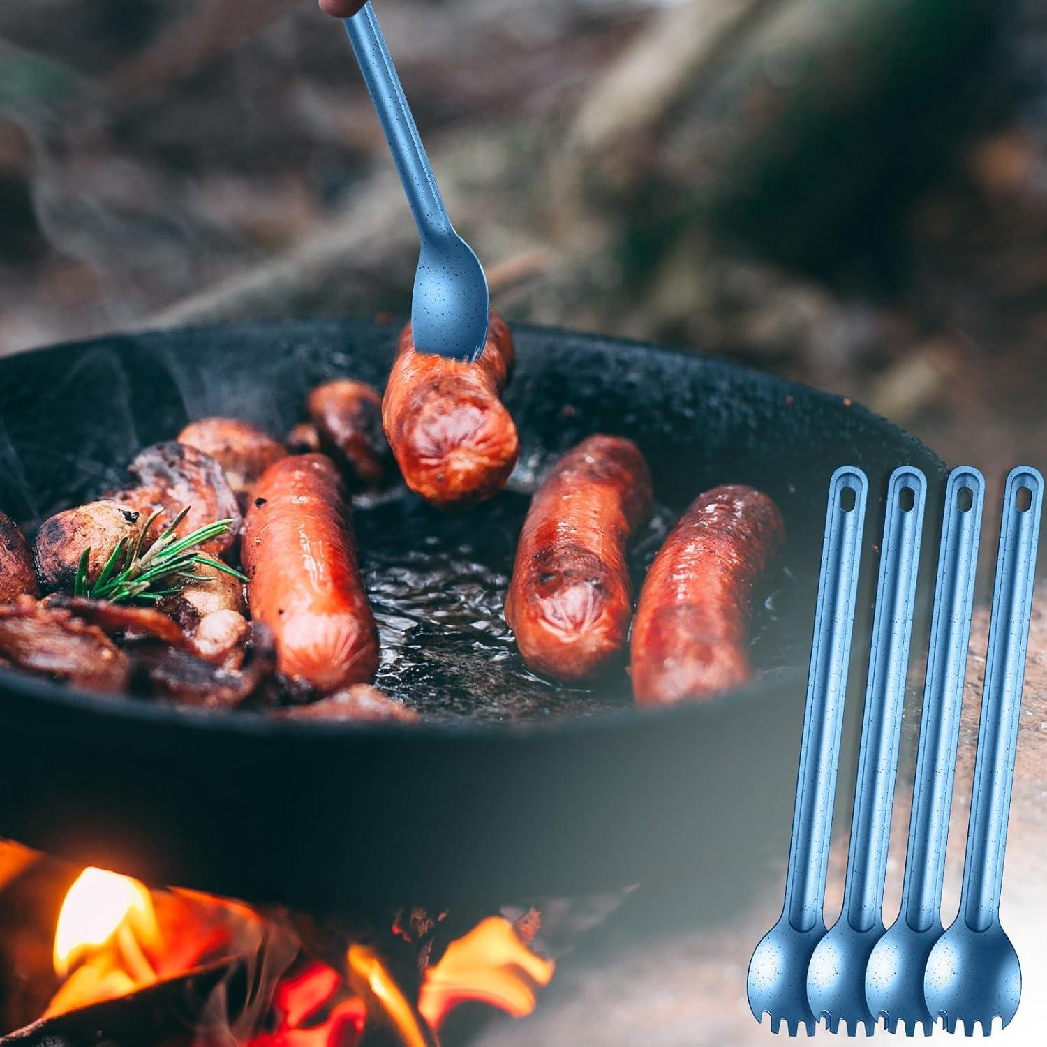 4 Sporks de Titanio Kritkin con Mango Largo 22 cm Azul