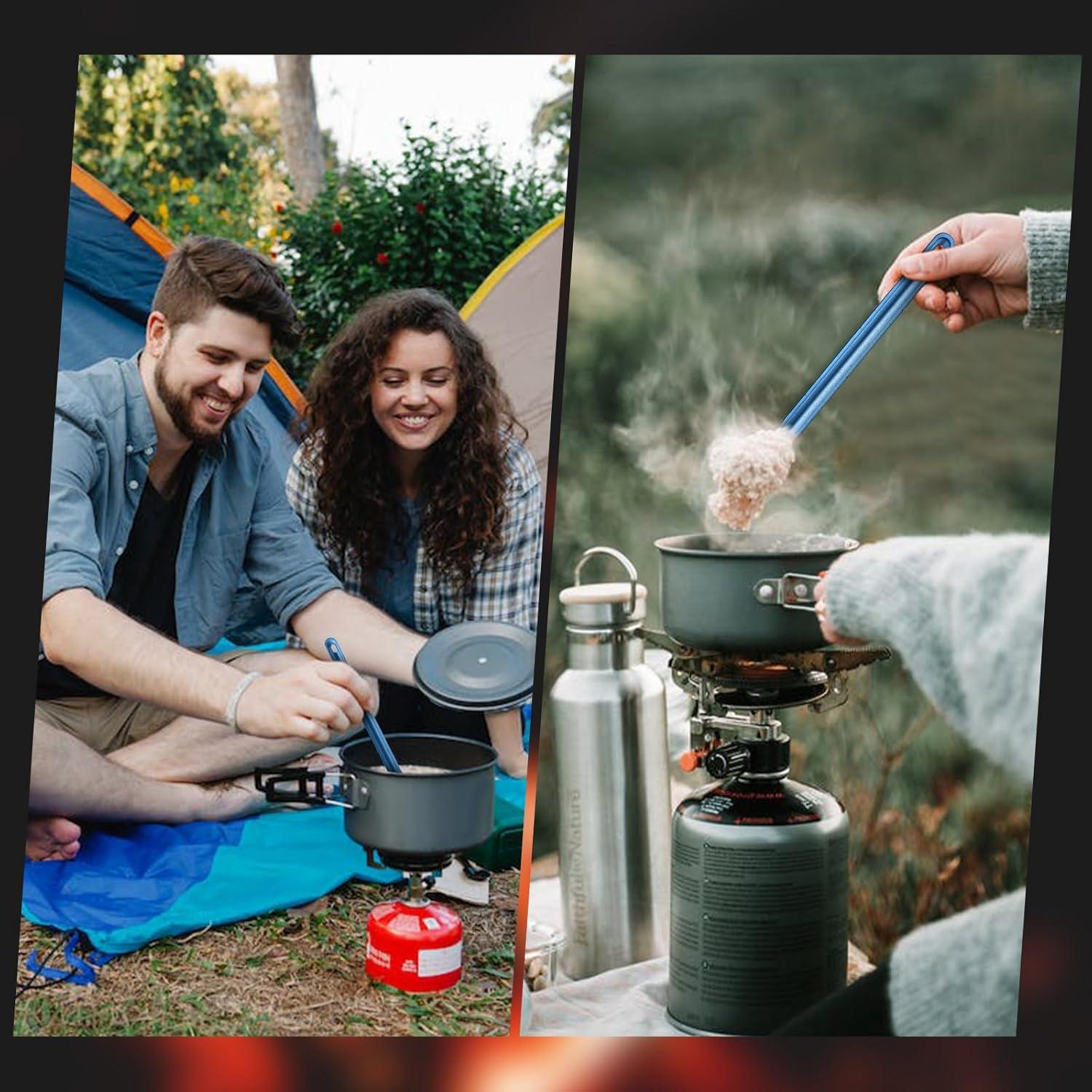 4 Sporks de Titanio Kritkin con Mango Largo 22 cm Azul