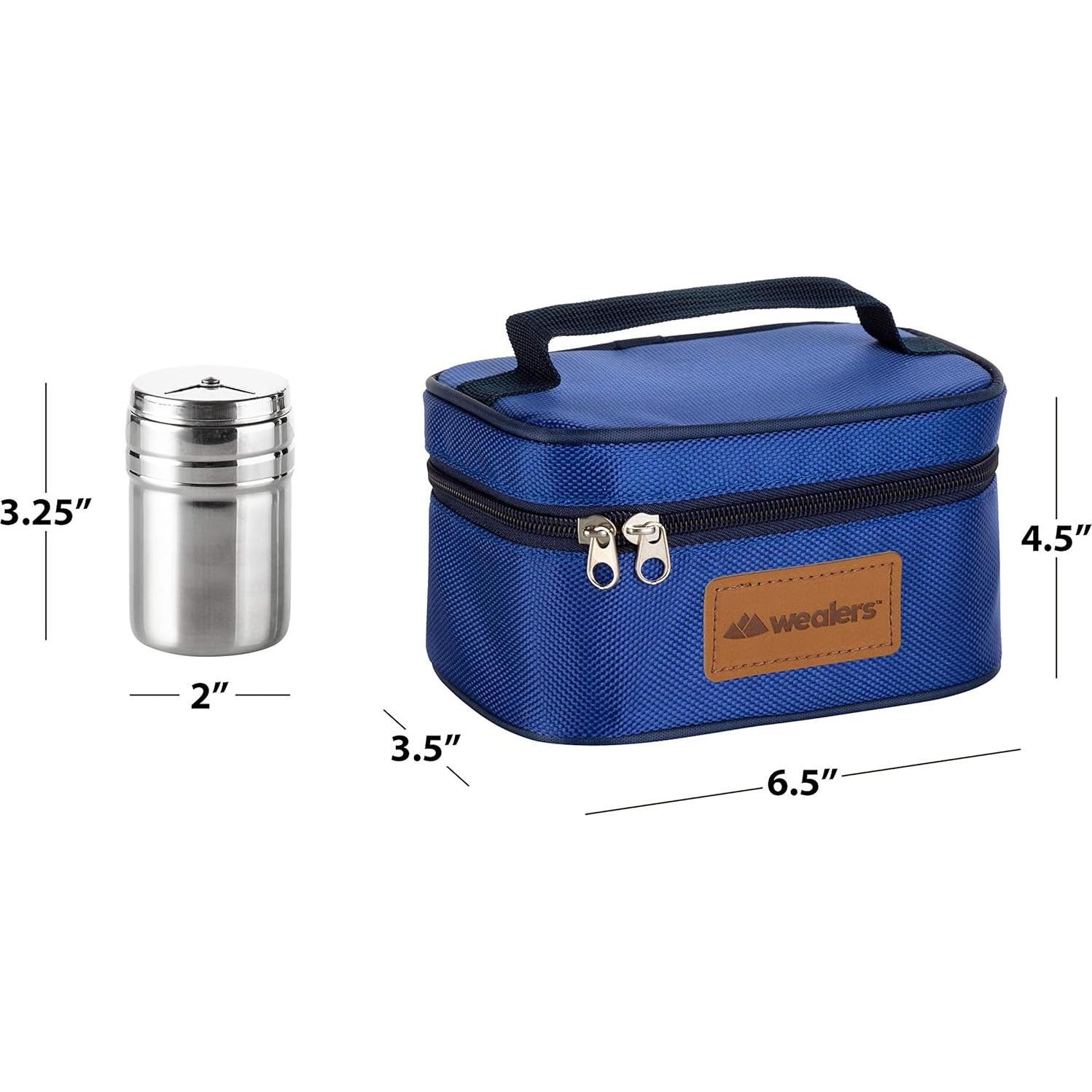 Set 6 Especieros Acero Inoxidable Wealers Azul Portátil