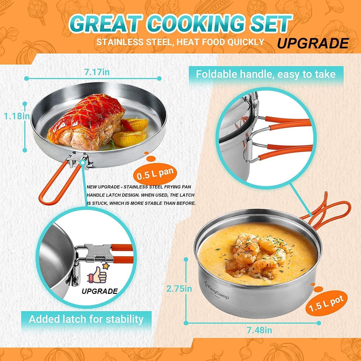 Juego de Utensilios de Cocina Camping KingCamp 17 Piezas Acero Inoxidable