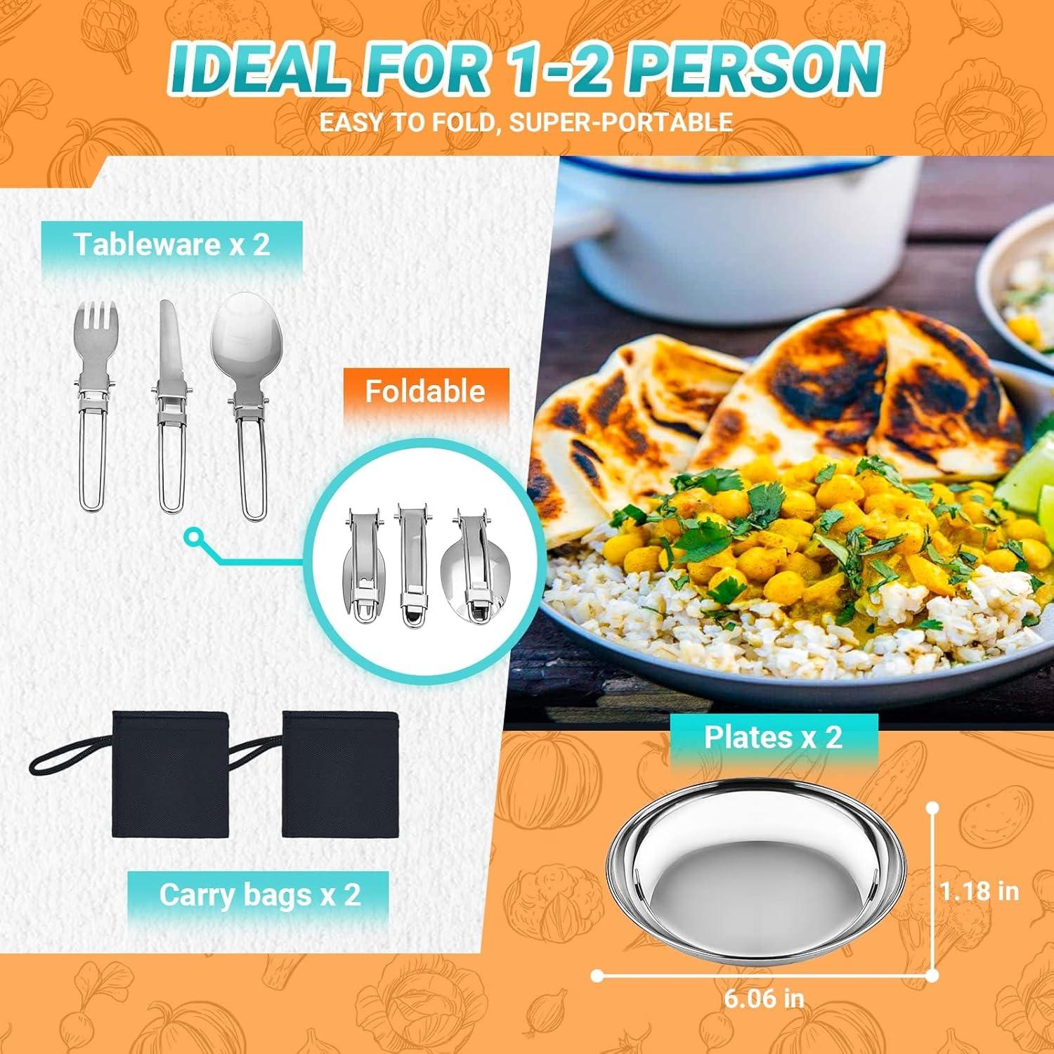 Juego de Utensilios de Cocina Camping KingCamp 17 Piezas Acero Inoxidable