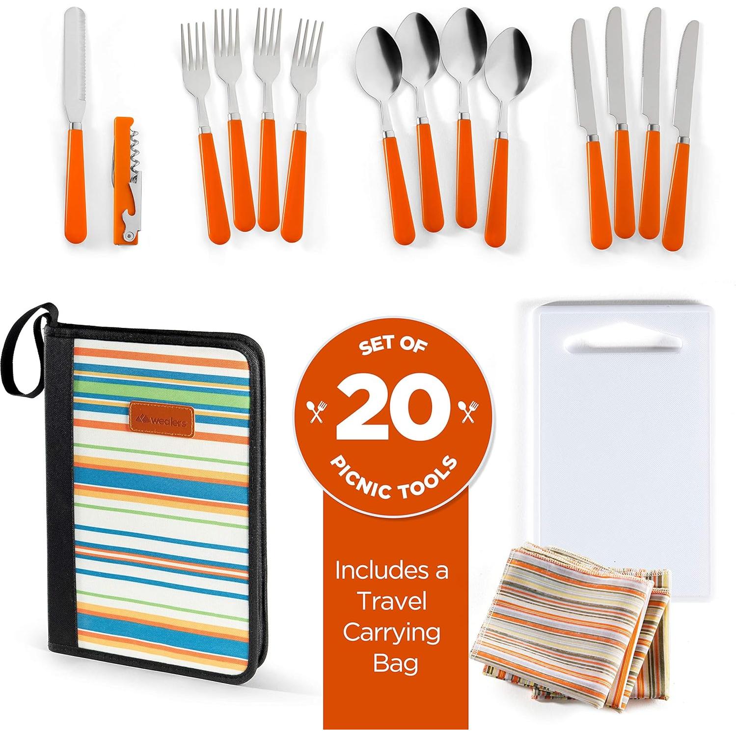 Set de Utensilios de Camping Wealers 12 Piezas Acero Inoxidable