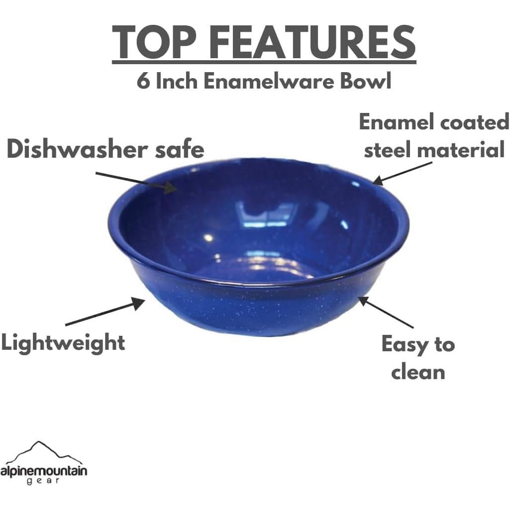 Tazones de Esmalte para Camping Alpine Mountain Gear 15.24 cm - 4 Piezas