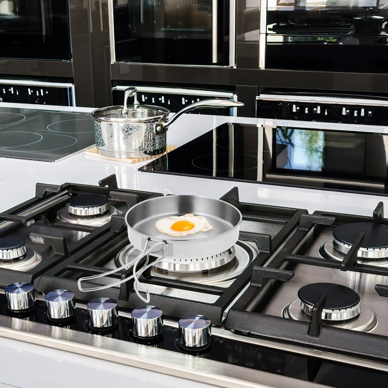 Sartén de Camping Acero Inoxidable TOPPERFUN 14.8x3 cm