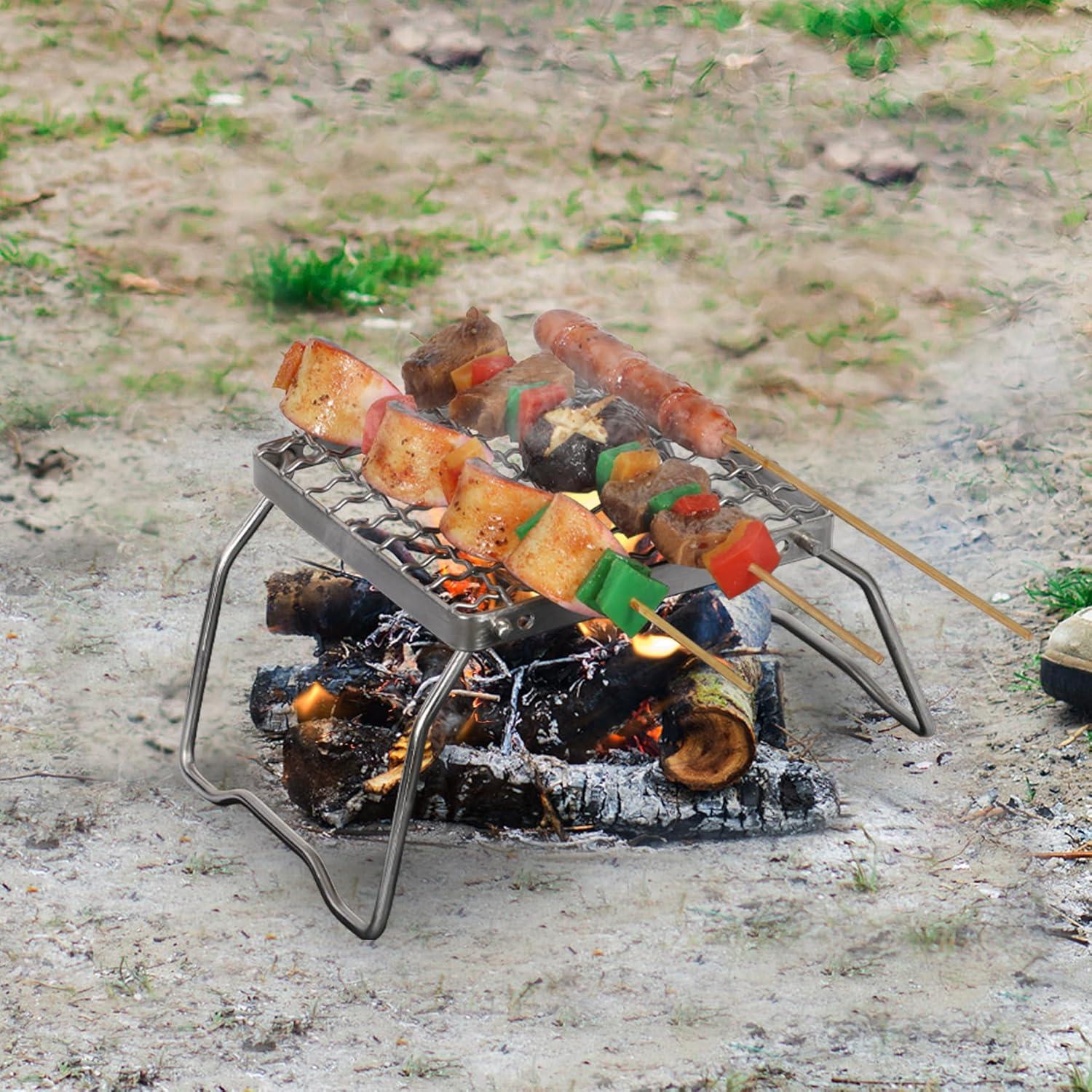 Parrilla de Campamento Plegable REDCAMP 6" Acero Inoxidable