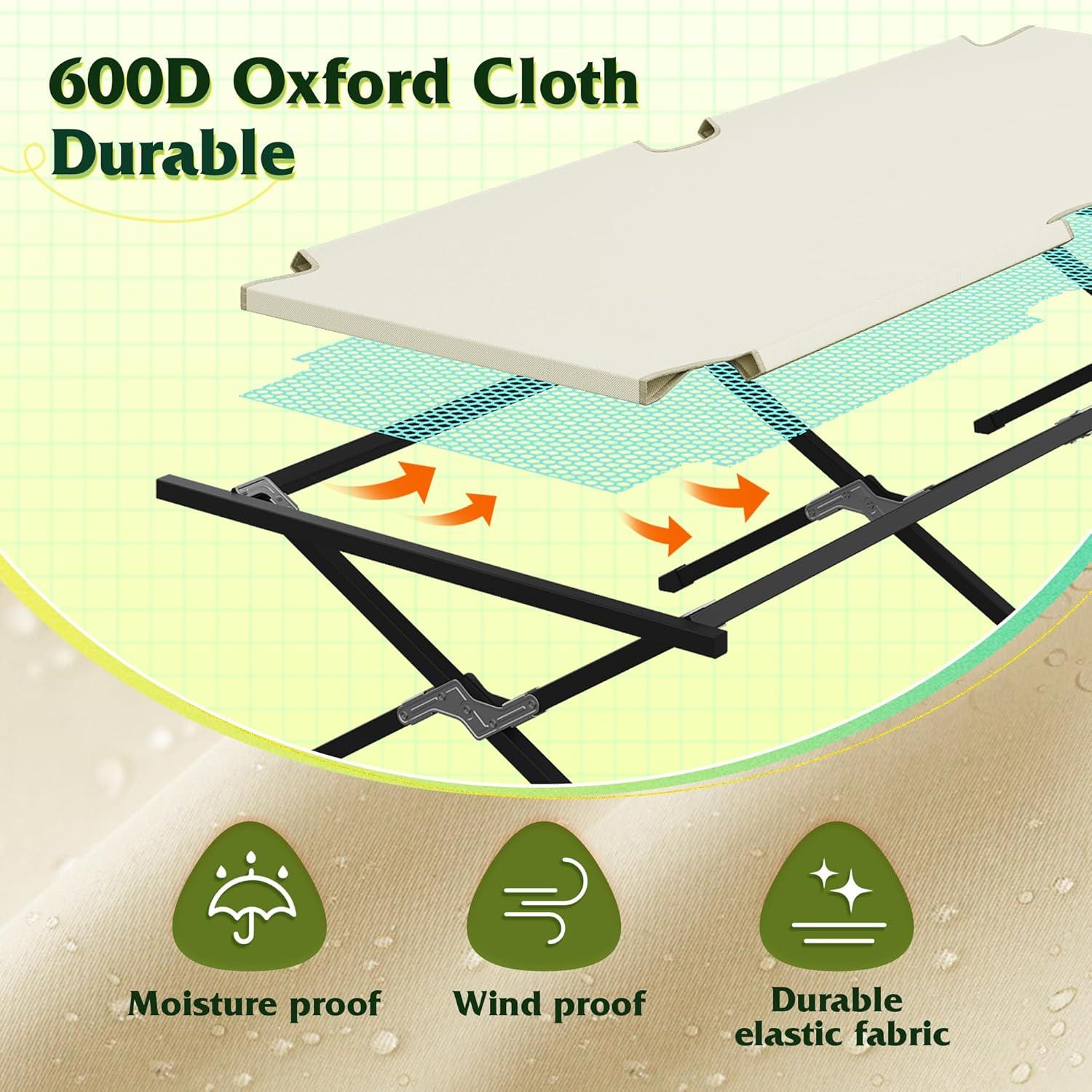 Cama de Camping Plegable WLIVE Gris Plateado 136 kg