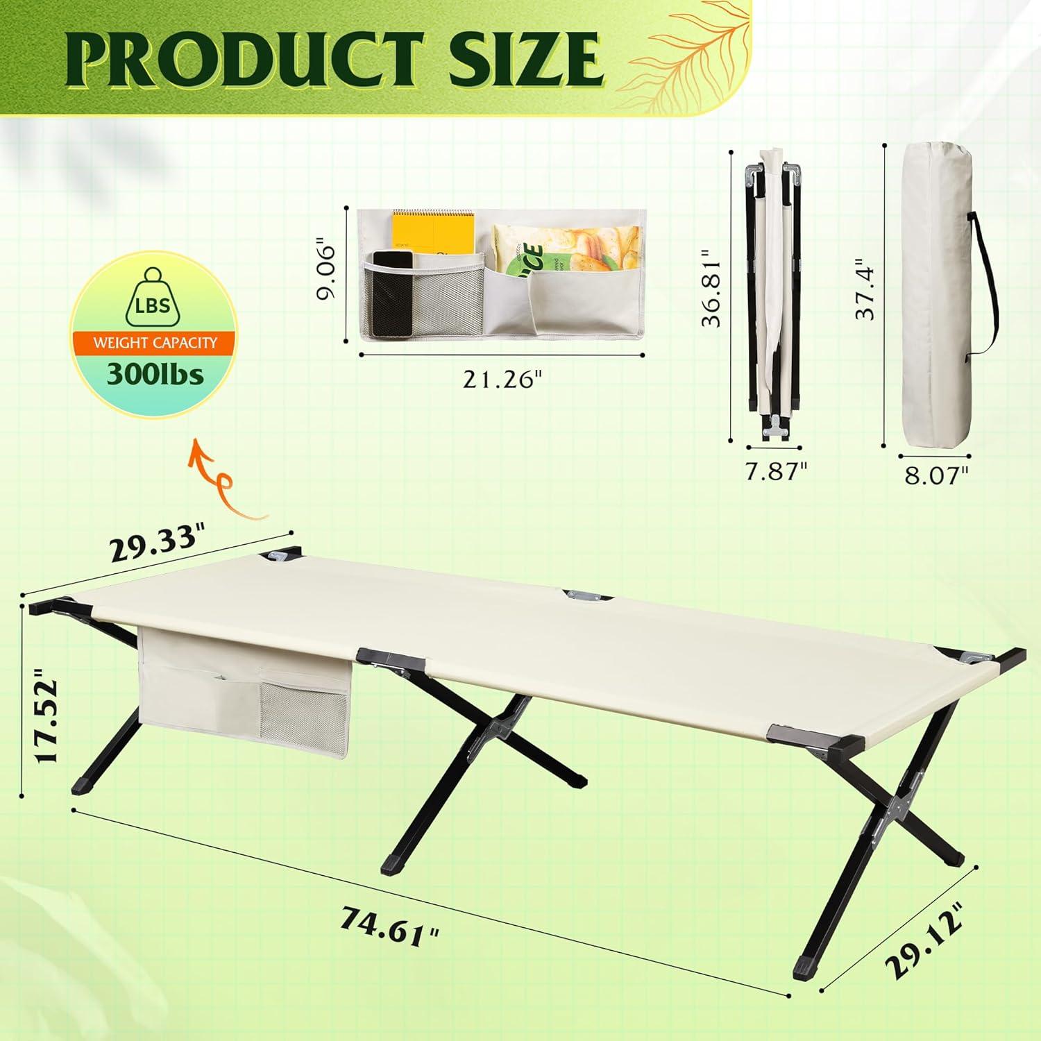 Cama de Camping Plegable WLIVE Gris Plateado 136 kg