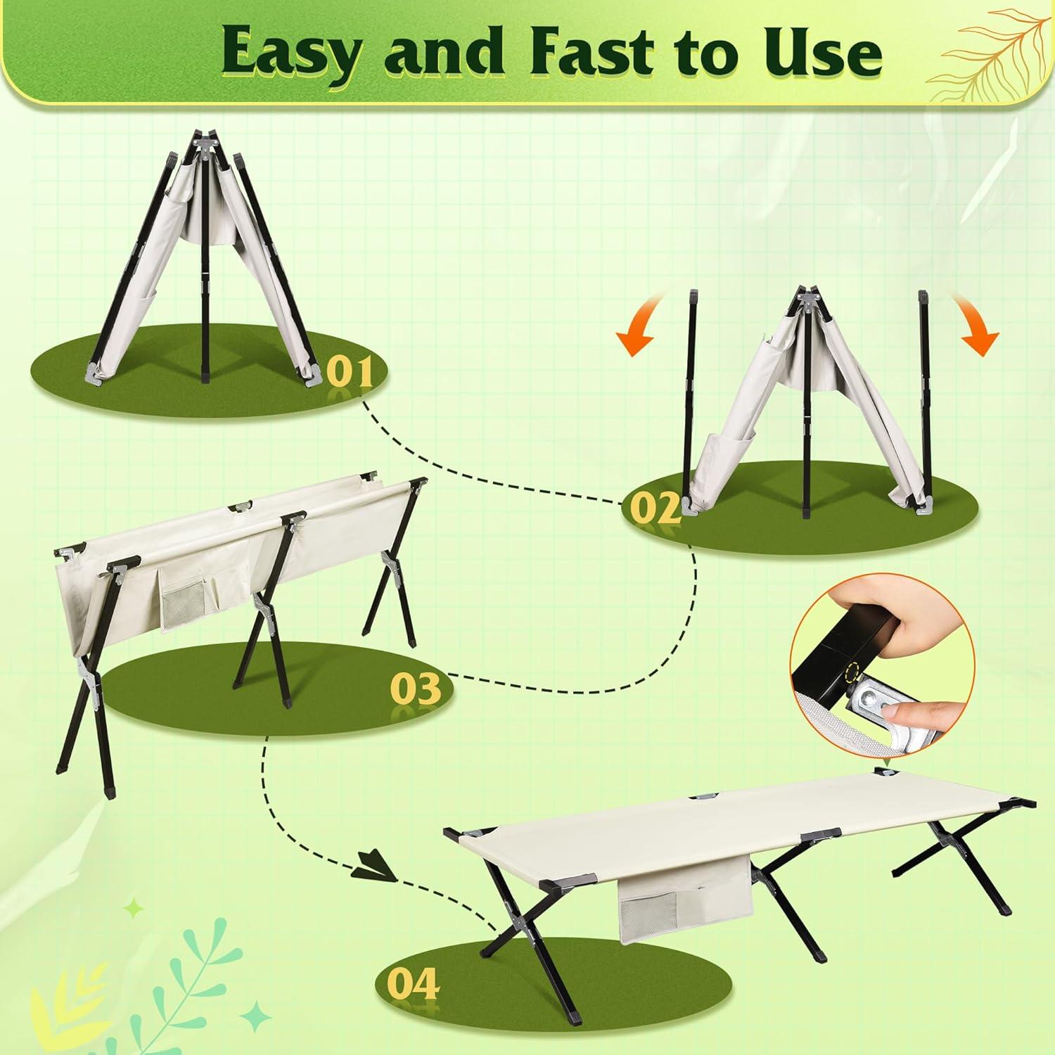 Cama de Camping Plegable WLIVE Gris Plateado 136 kg
