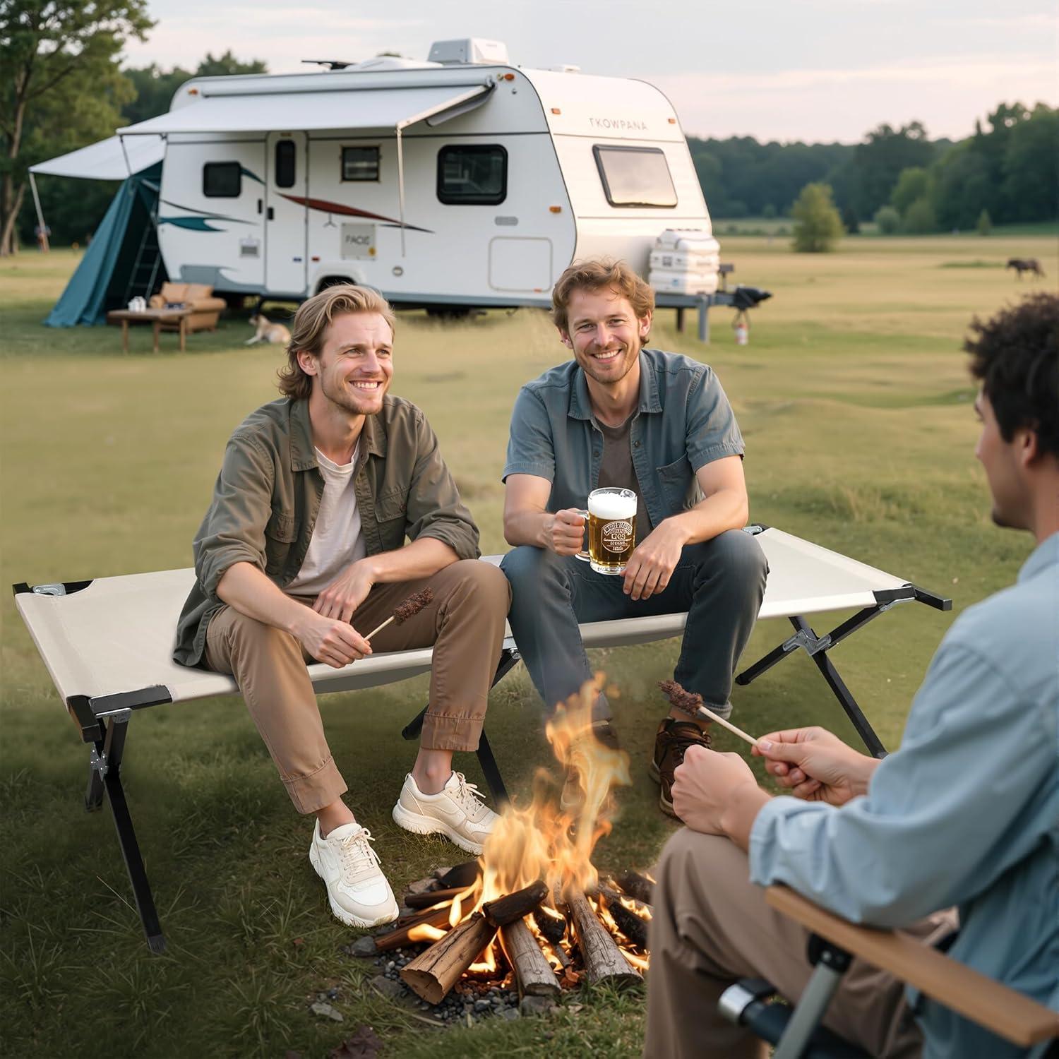 Cama de Camping Plegable WLIVE Gris Plateado 136 kg