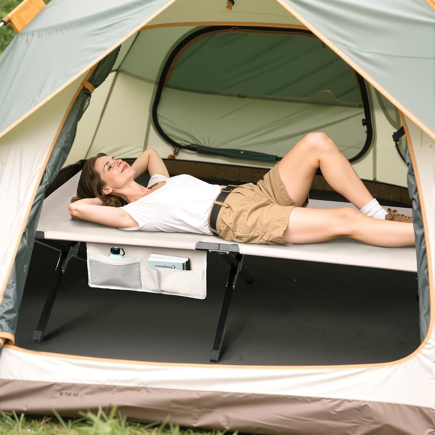 Cama de Camping Plegable WLIVE Gris Plateado 136 kg