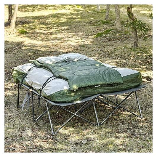 Cama de Camping Plegable Outsunny para 2 Personas con Saco de Dormir