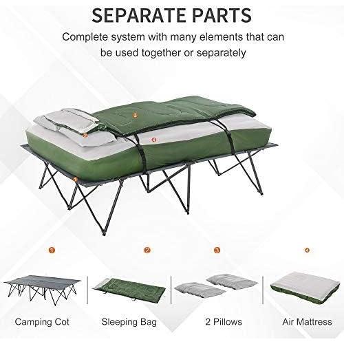 Cama de Camping Plegable Outsunny para 2 Personas con Saco de Dormir