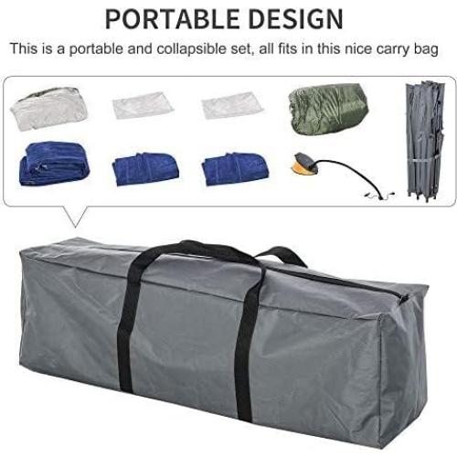 Cama de Camping Plegable Outsunny para 2 Personas con Saco de Dormir