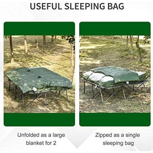 Cama de Camping Plegable Outsunny para 2 Personas con Saco de Dormir