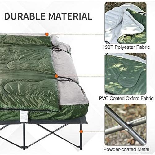 Cama de Camping Plegable Outsunny para 2 Personas con Saco de Dormir